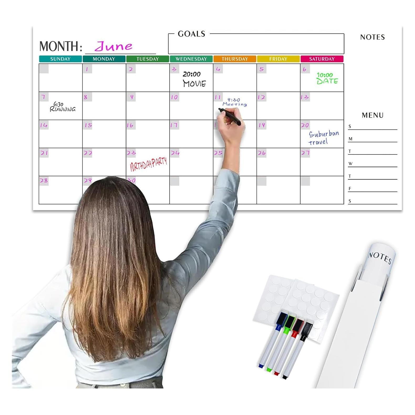 Calendario de Pared Borrado en Seco Ougesi 38x76 cm 3 Meses