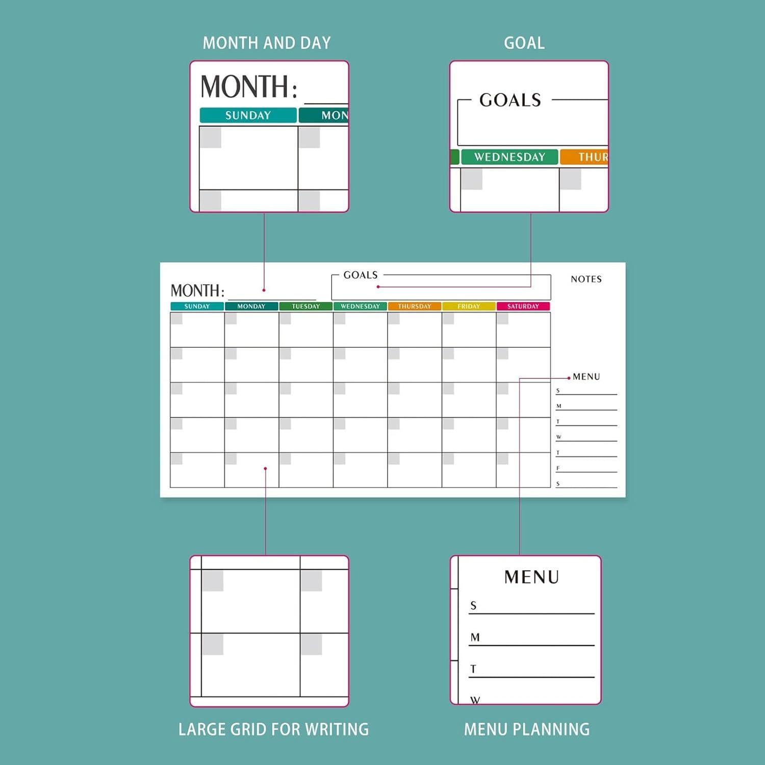 Calendario de Pared Borrado en Seco Ougesi 38x76 cm 3 Meses