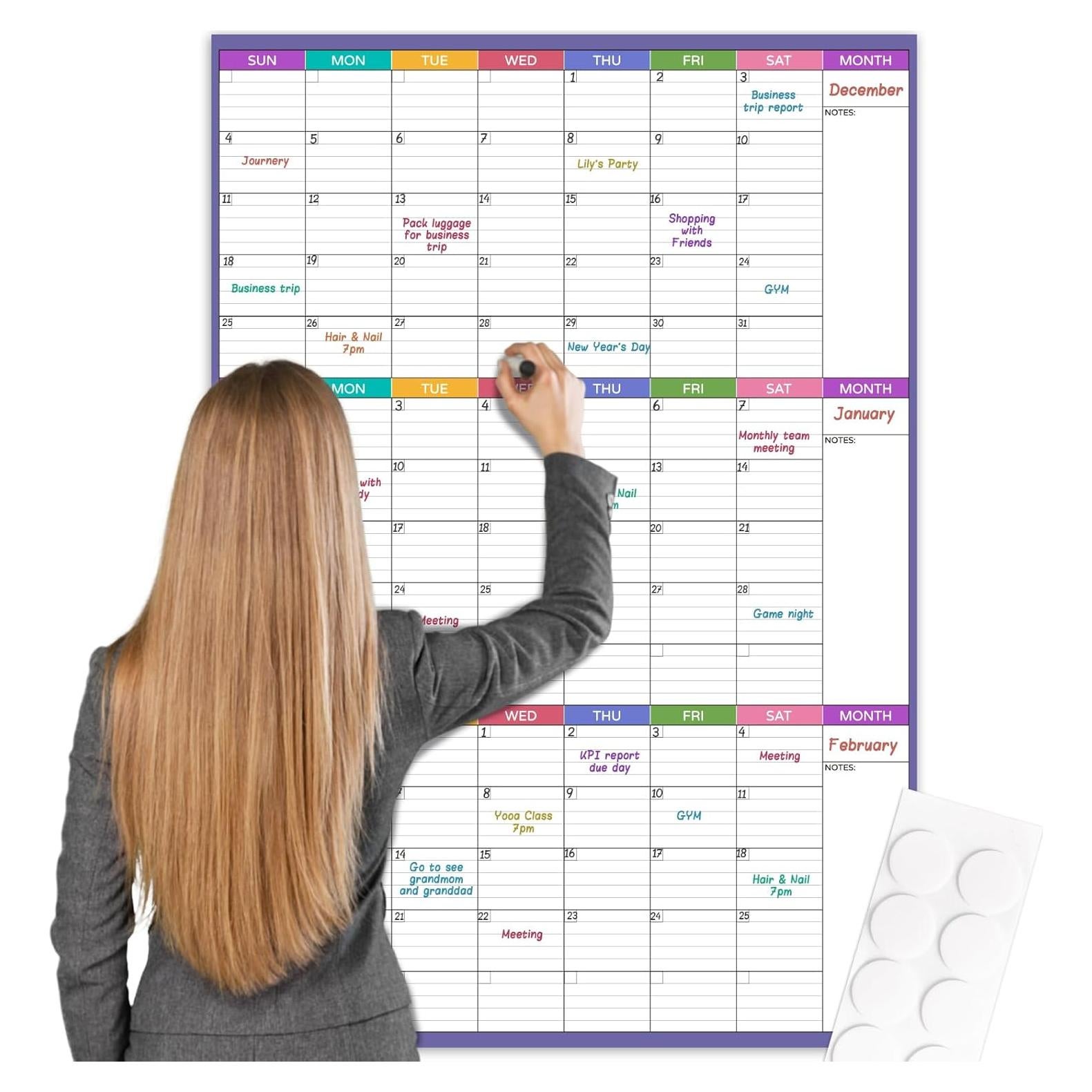 Calendario de Pizarra Blanca Youthamazing 3 Meses 71x102 cm