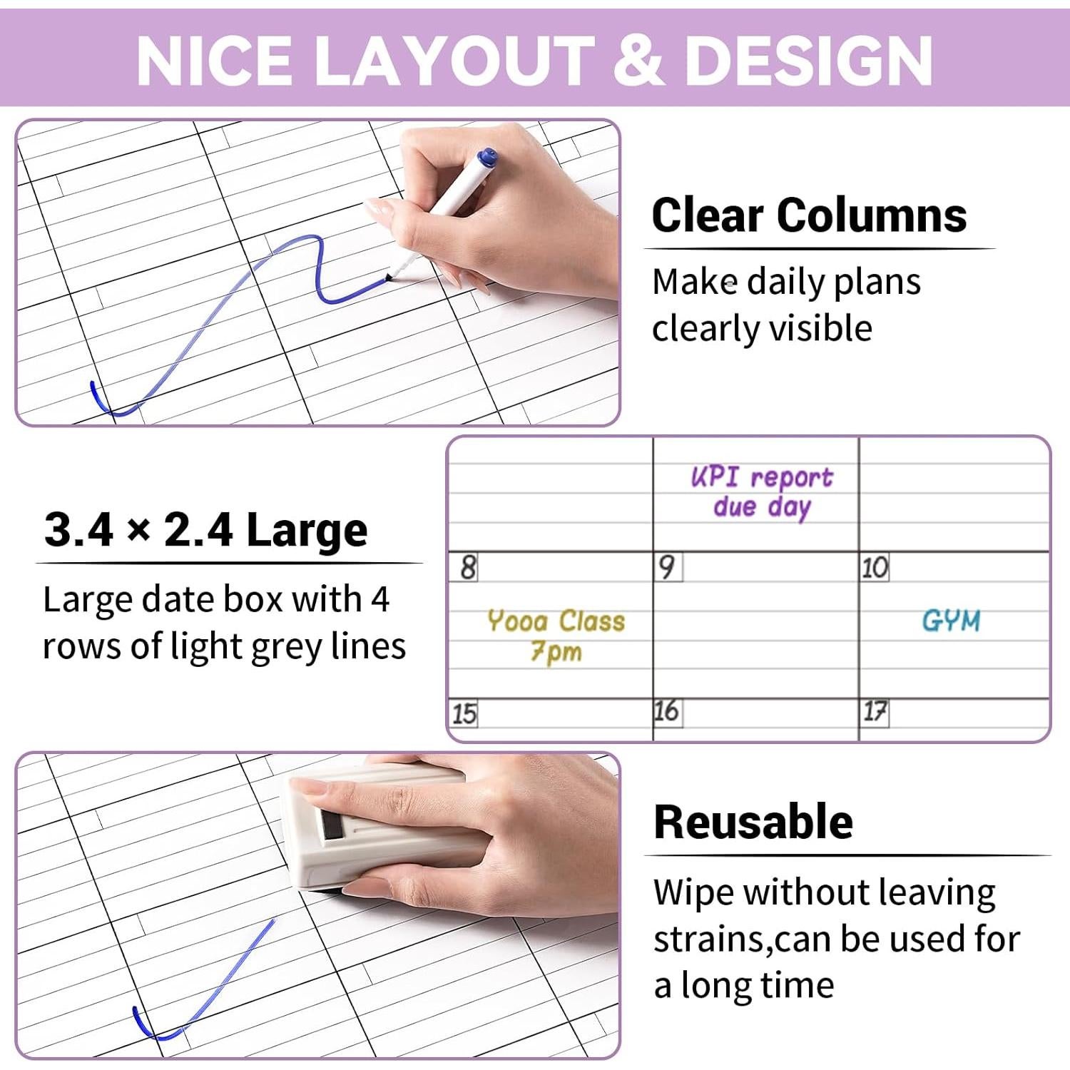 Calendario de Pizarra Blanca Youthamazing 3 Meses 71x102 cm
