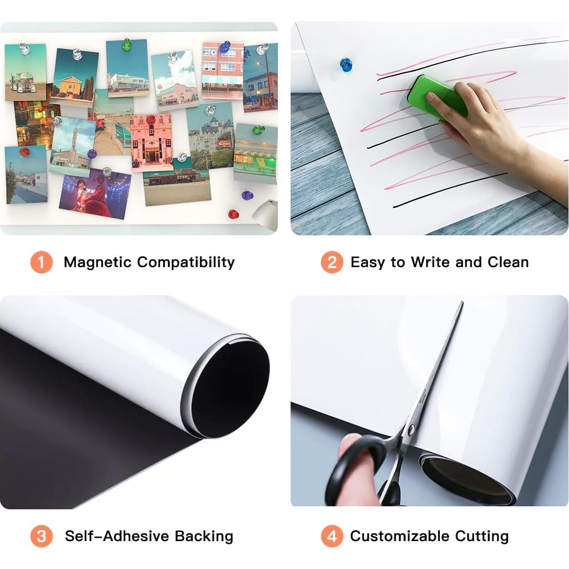 Papel Contacto Magnético GMEHAR 46x99 cm Pizarra Blanca Adhesiva