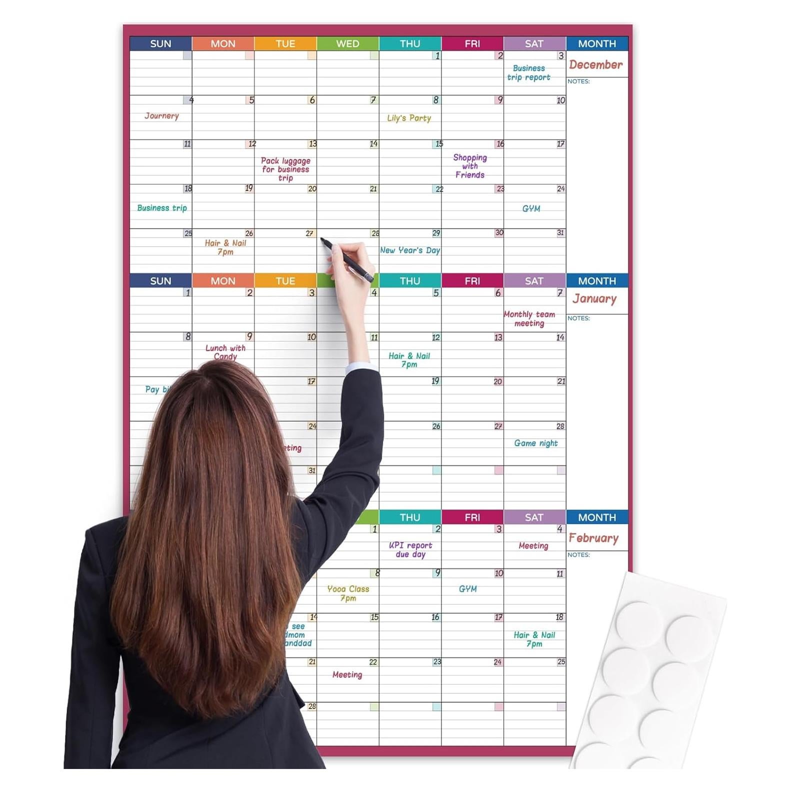 Calendario de Pizarra Blanca BooQool 3 Meses 71x101 cm