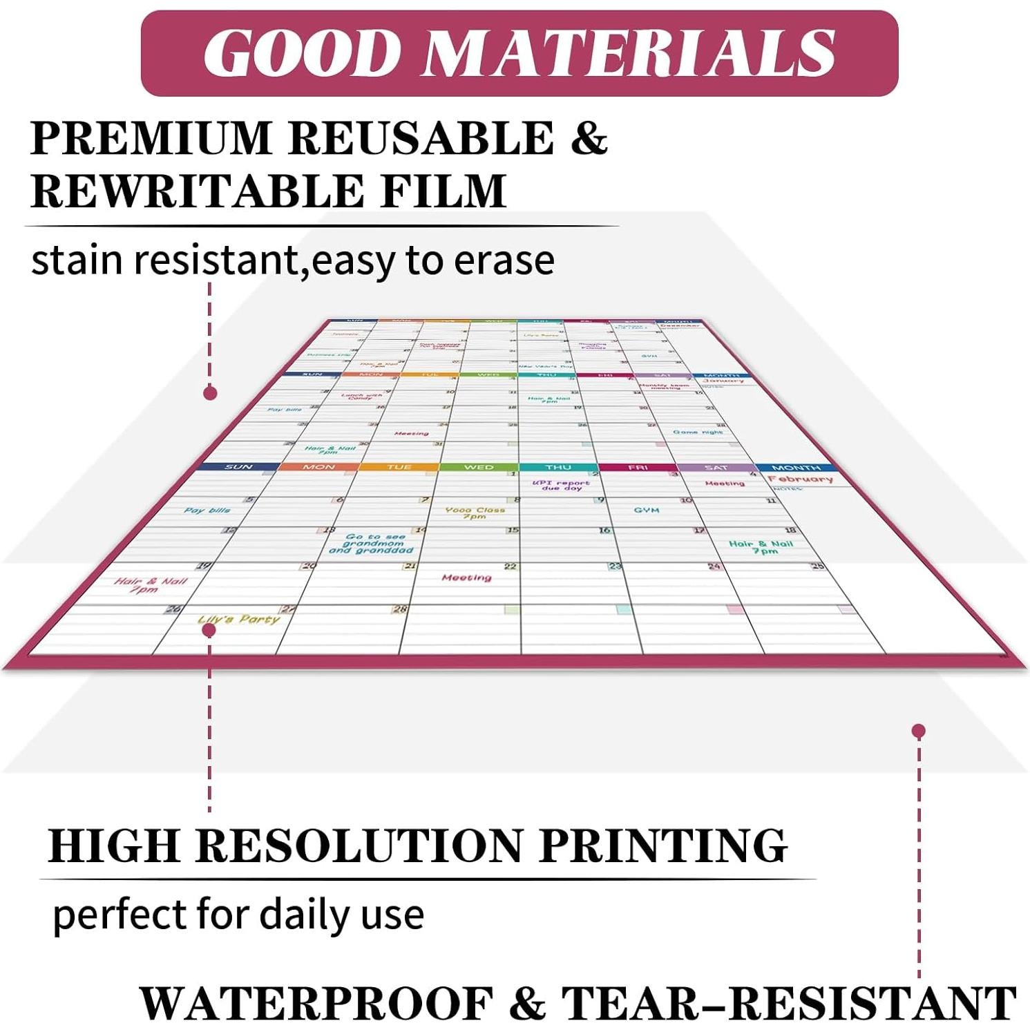 Calendario de Pizarra Blanca BooQool 3 Meses 71x101 cm