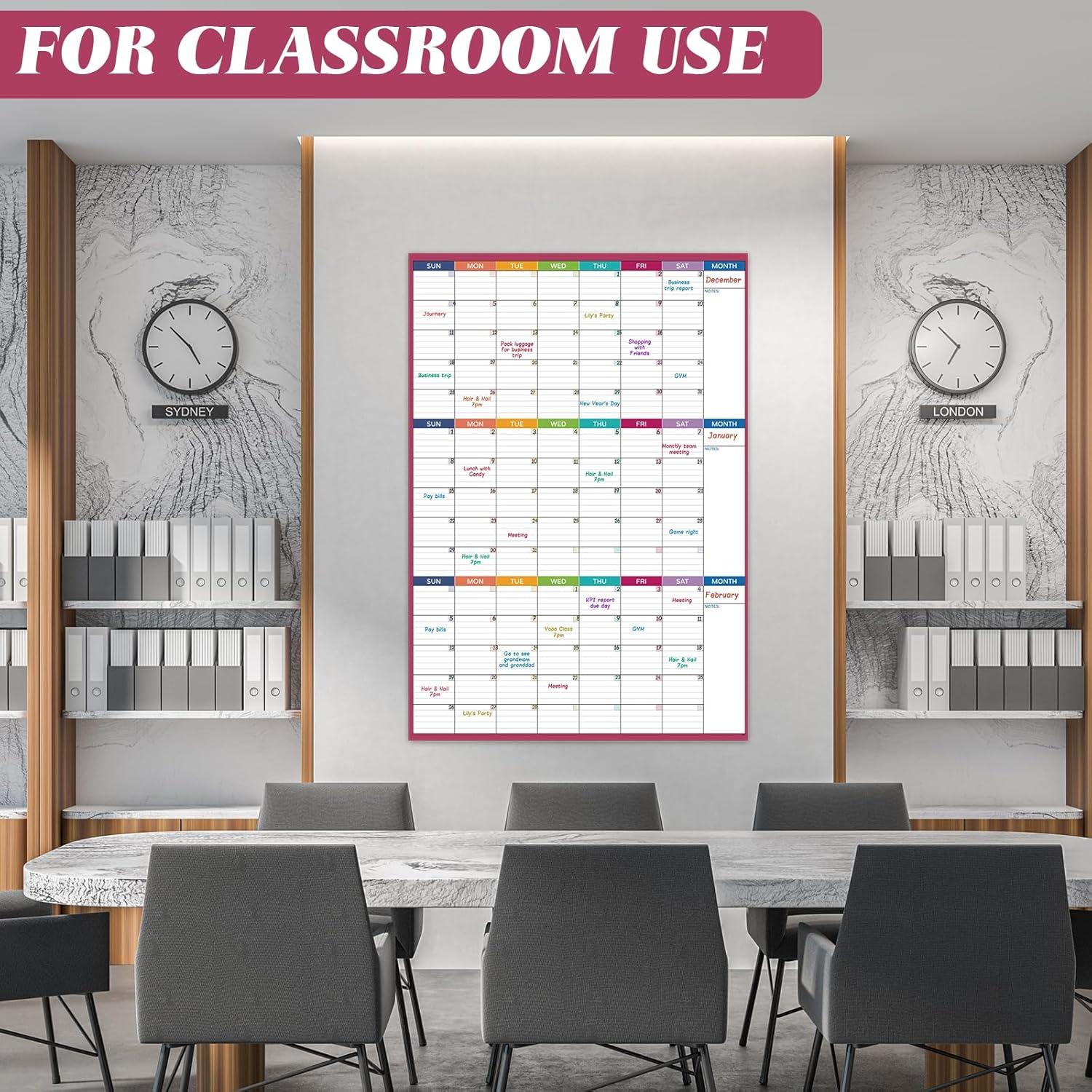 Calendario de Pizarra Blanca BooQool 3 Meses 71x101 cm