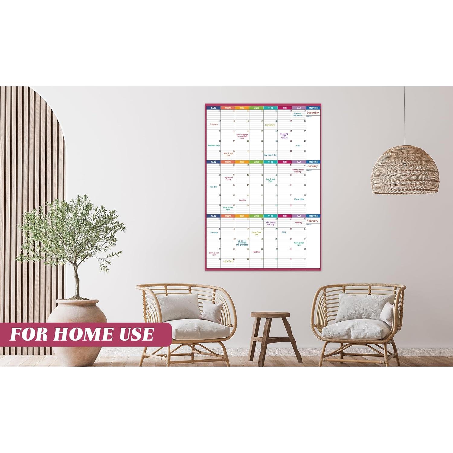 Calendario de Pizarra Blanca BooQool 3 Meses 71x101 cm