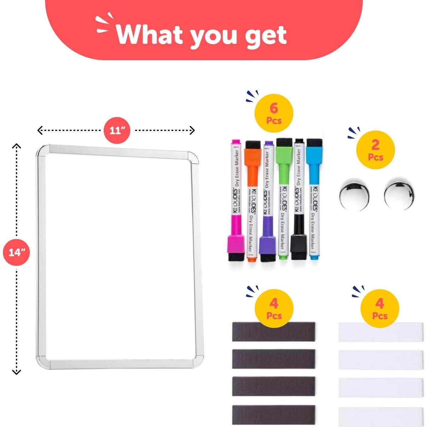 Pizarra Blanca Magnética Kedudes 28x36 cm con 6 Marcadores