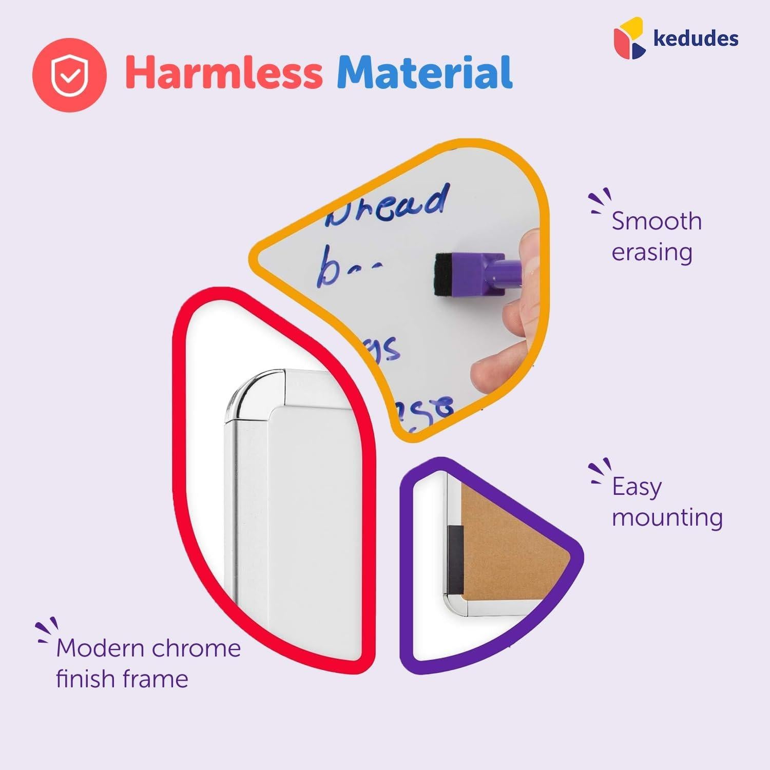 Pizarra Blanca Magnética Kedudes 28x36 cm con 6 Marcadores
