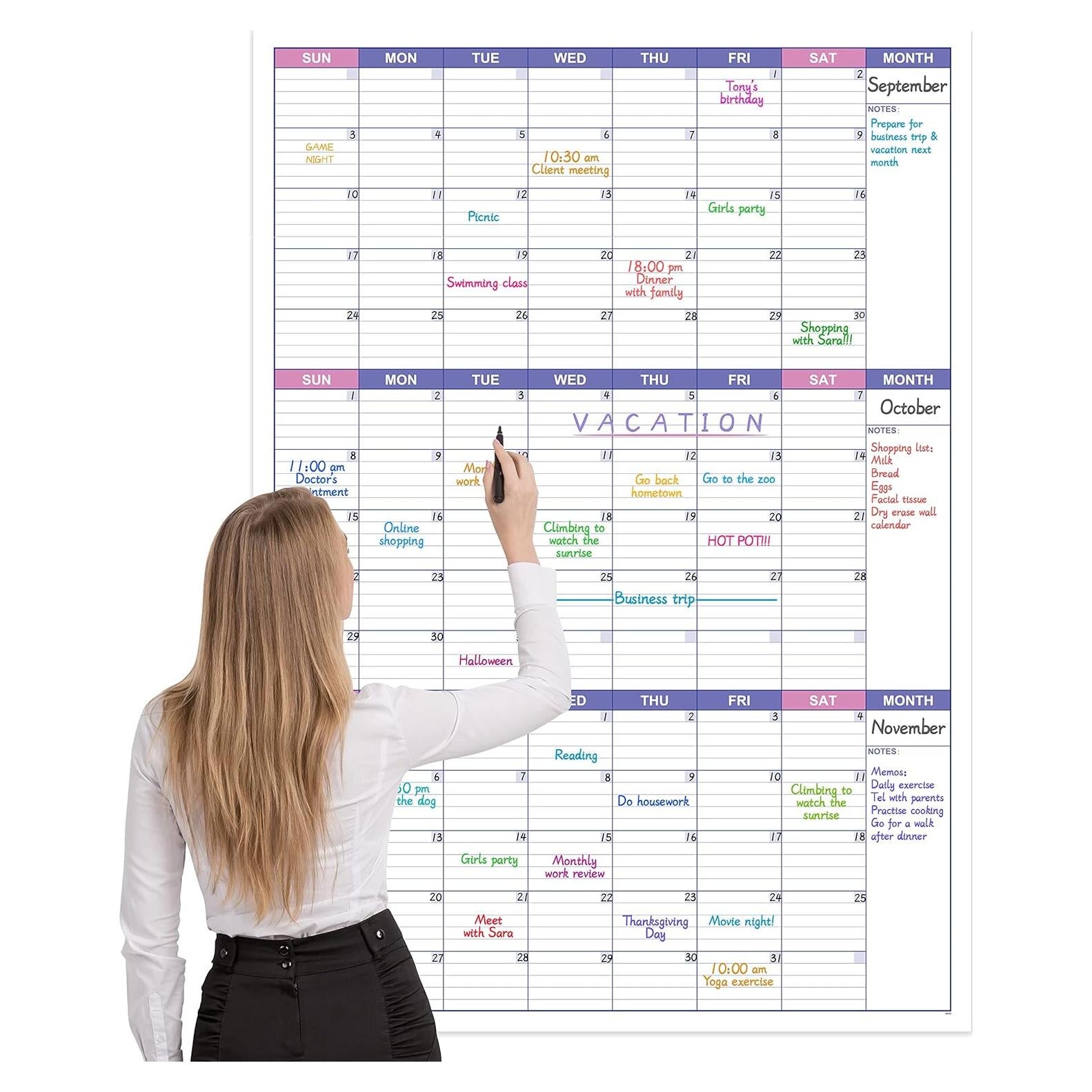 Calendario Borrable BooQool Grande para Pared 70.4x101.6cm