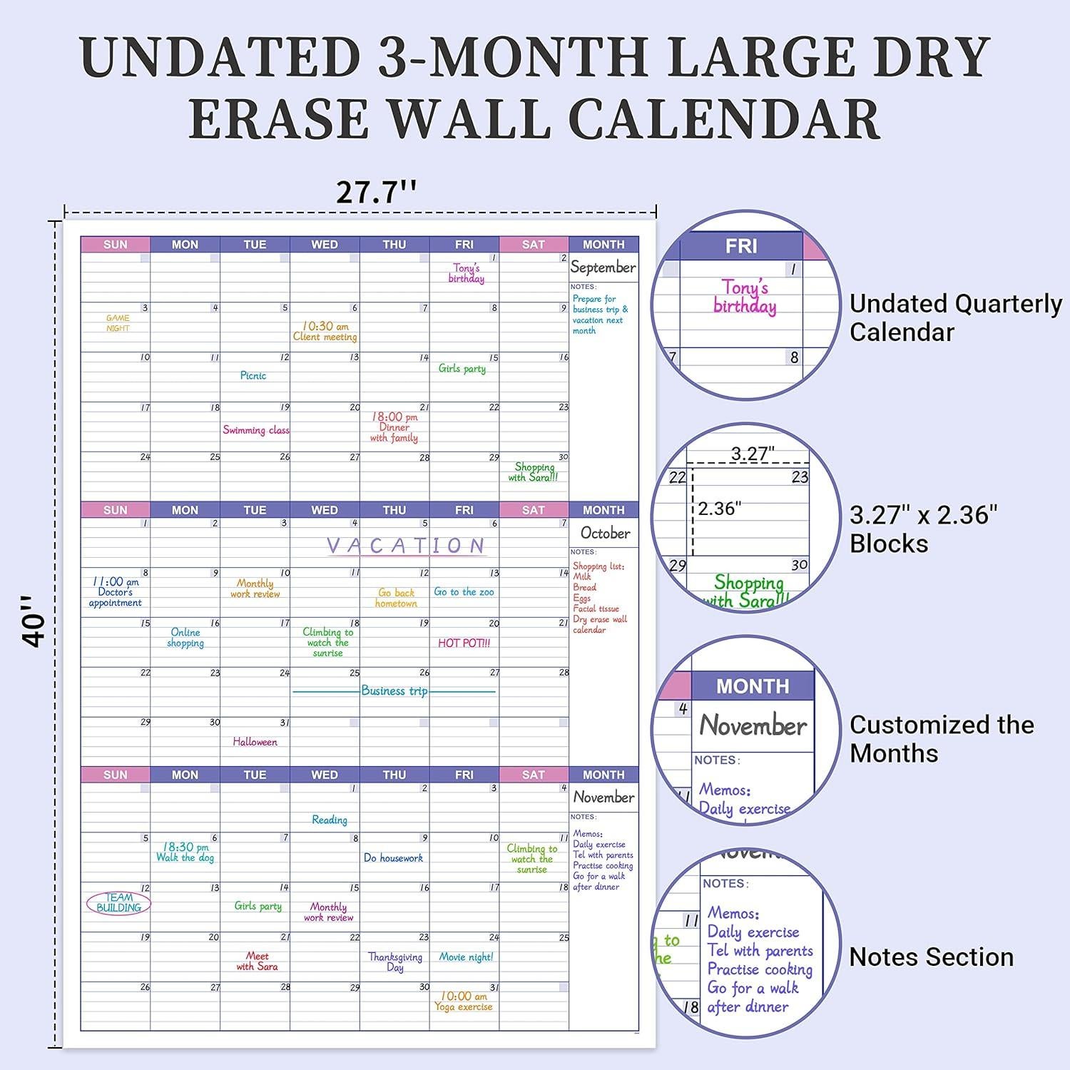 Calendario Borrable BooQool Grande para Pared 70.4x101.6cm