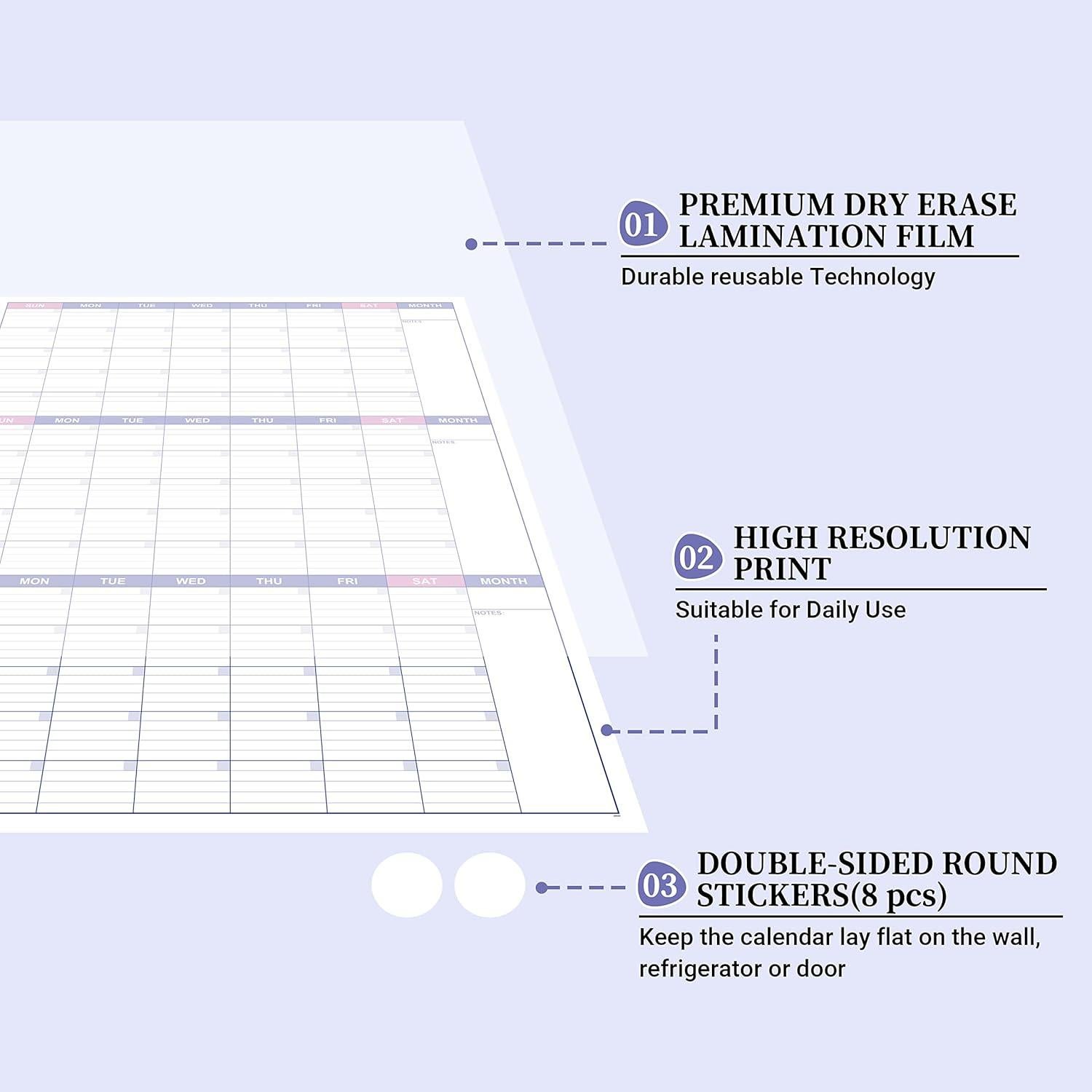 Calendario Borrable BooQool Grande para Pared 70.4x101.6cm