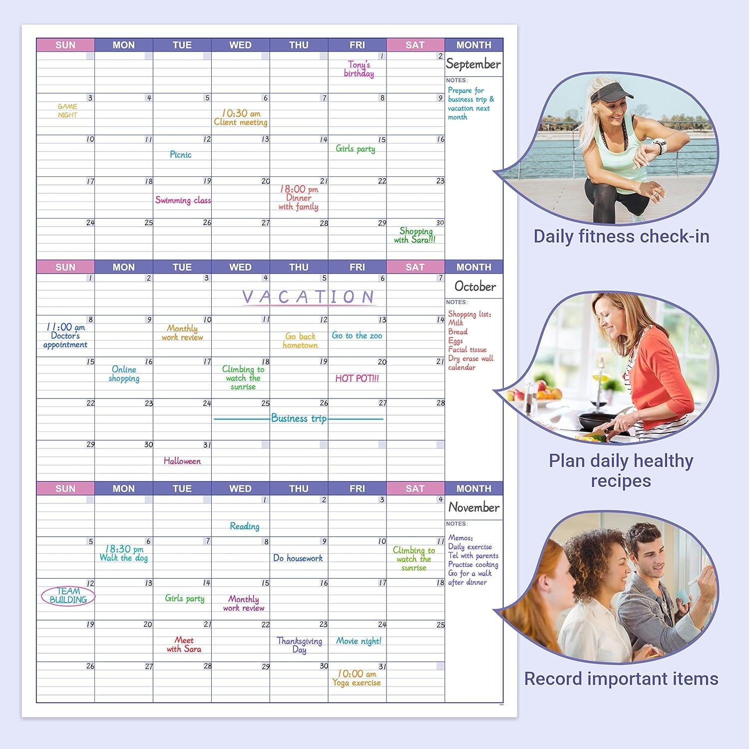Calendario Borrable BooQool Grande para Pared 70.4x101.6cm
