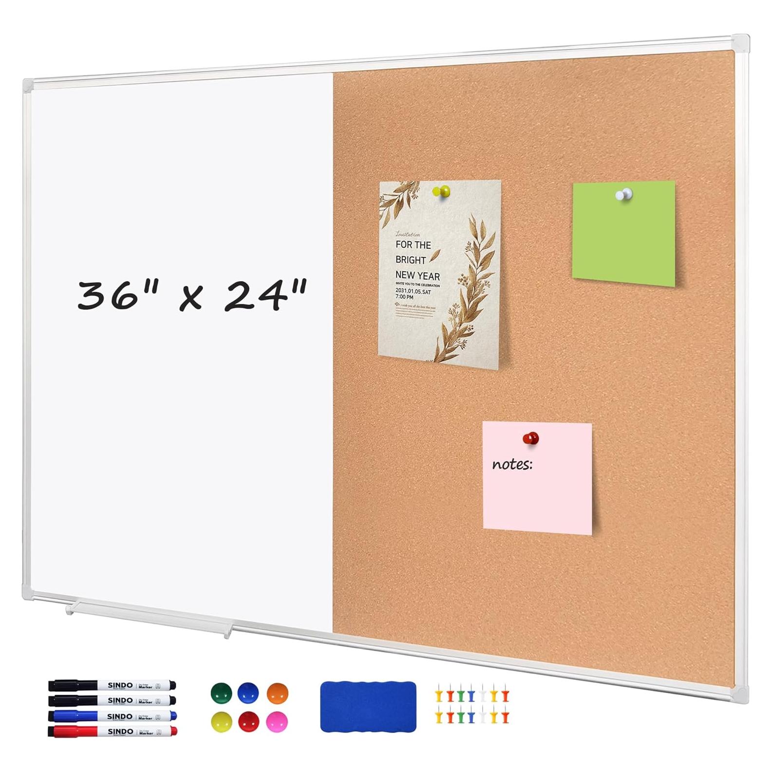 Tablero de Corcho SINDO 91.44x60.96 cm Magnético Blanco