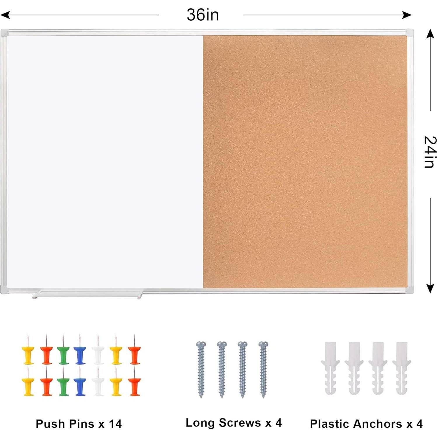 Tablero de Corcho SINDO 91.44x60.96 cm Magnético Blanco