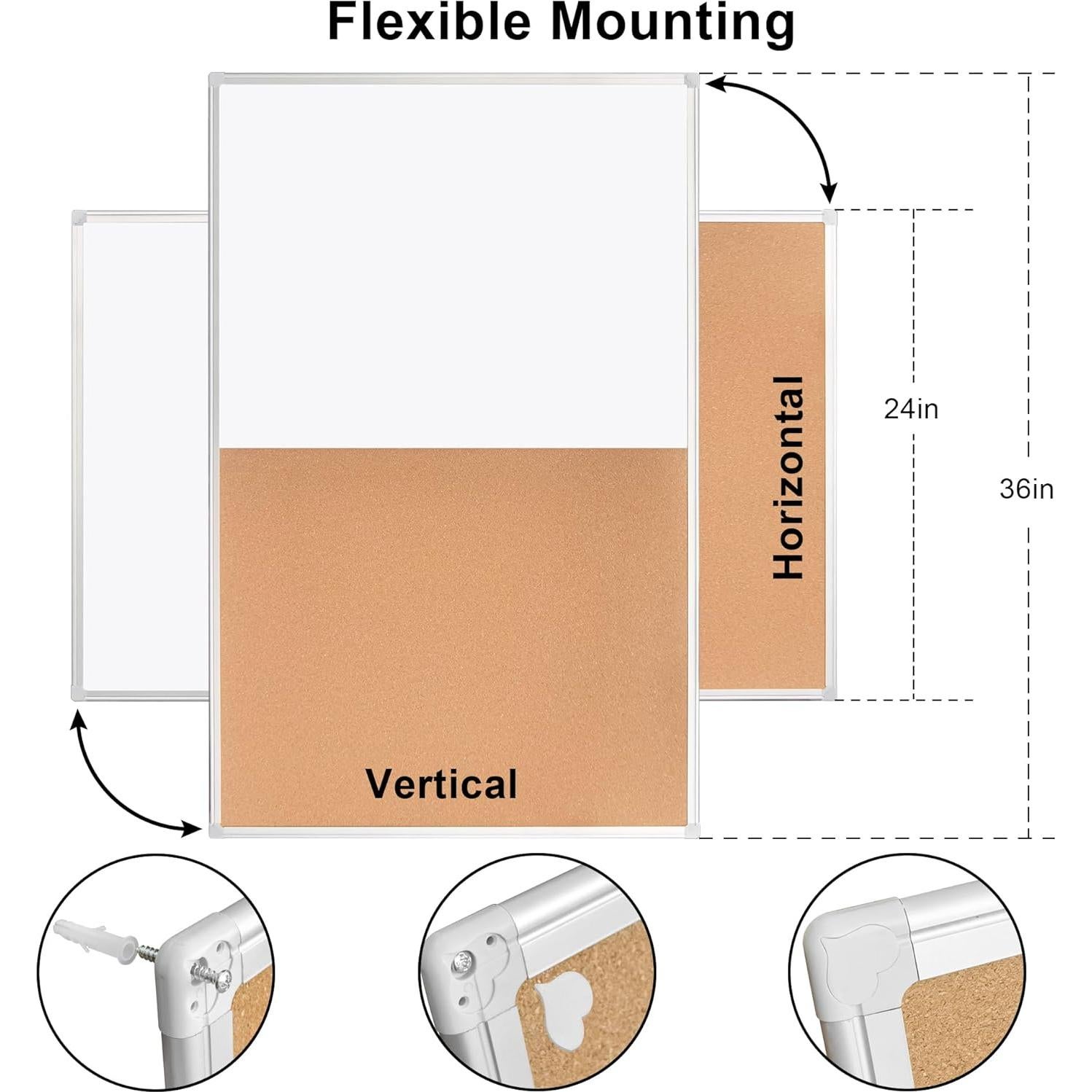 Tablero de Corcho SINDO 91.44x60.96 cm Magnético Blanco