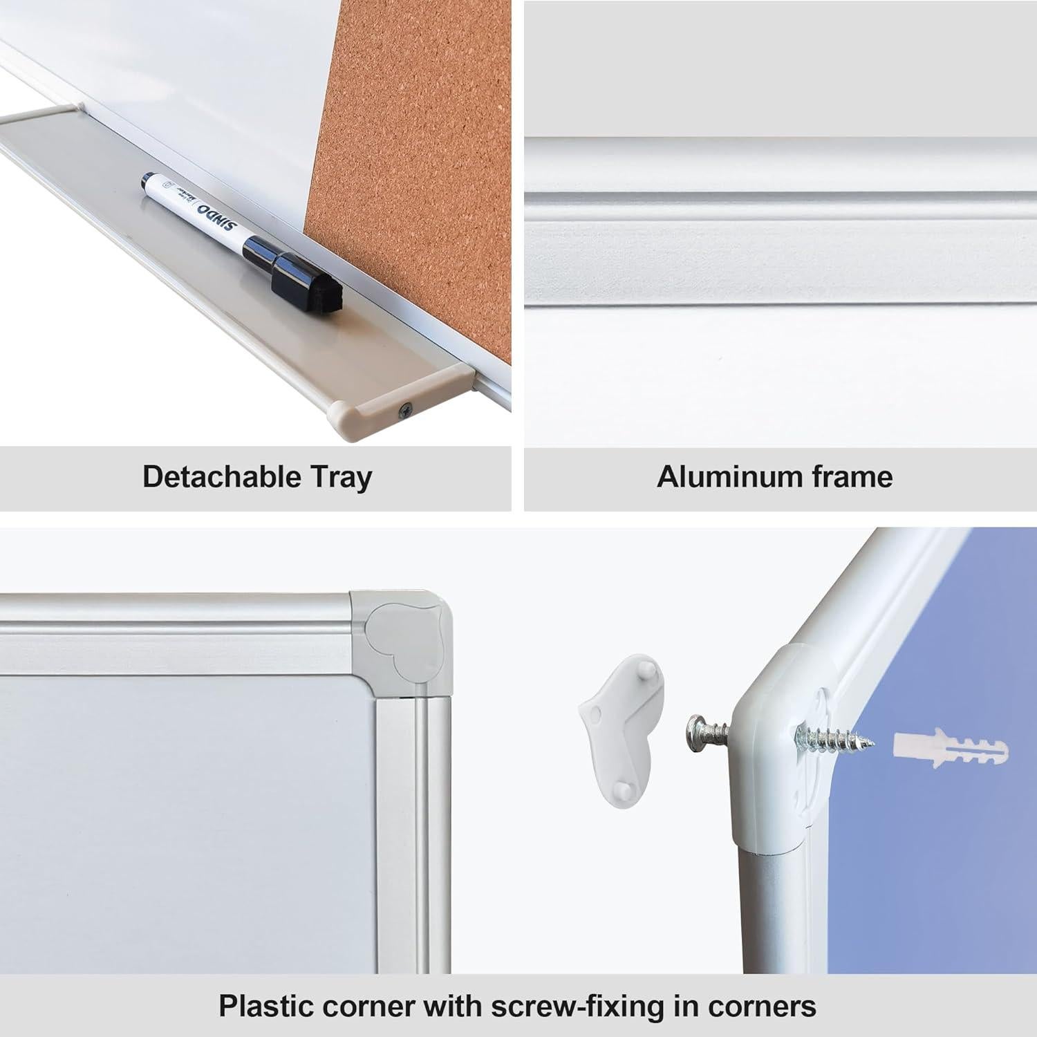 Tablero de Corcho SINDO 91.44x60.96 cm Magnético Blanco