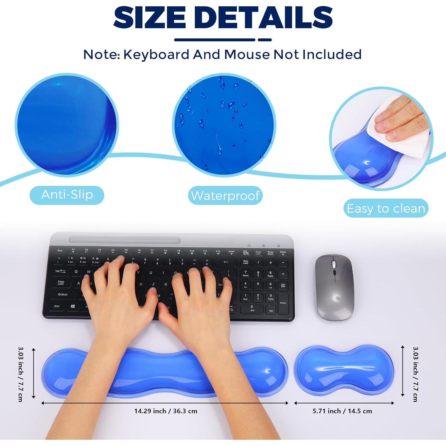 Juego de Reposamuñecas de Gel ABRONDA Azul para Teclado y Ratón
