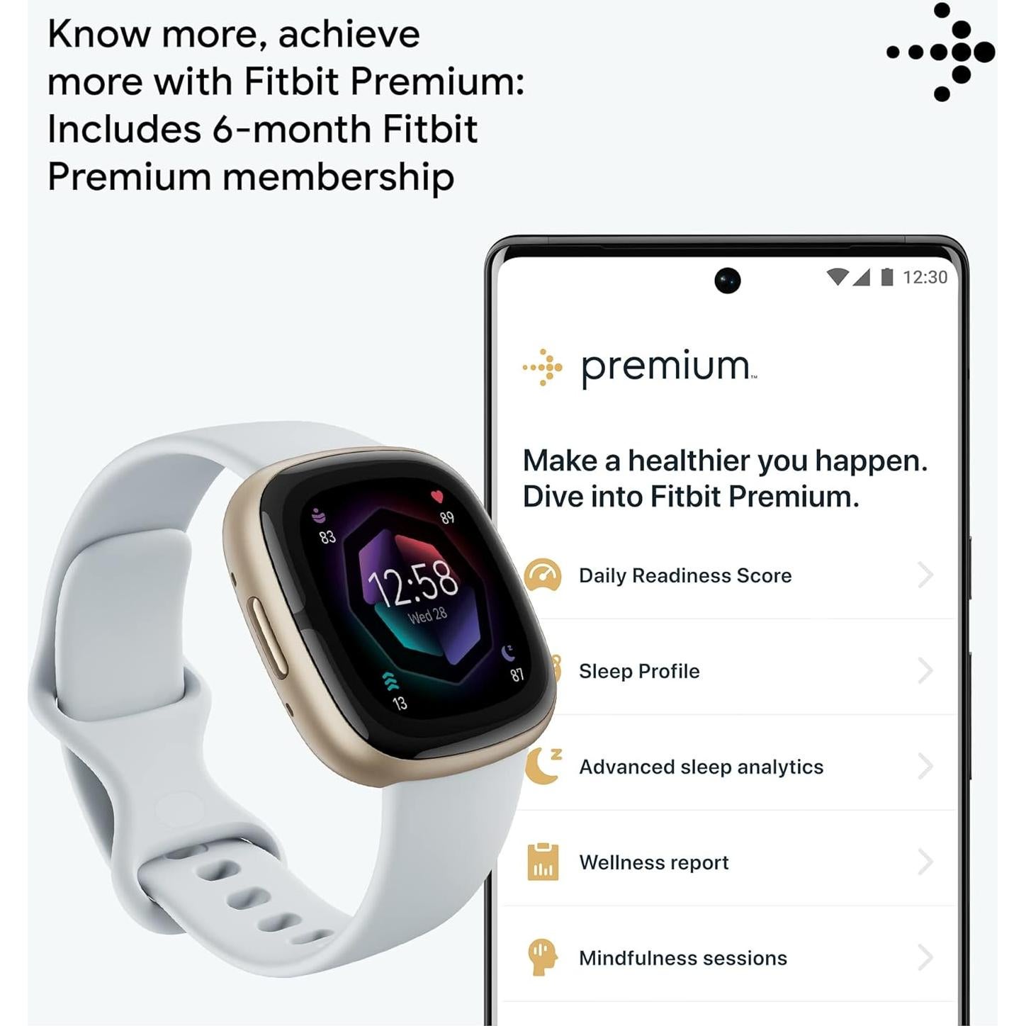Reloj Inteligente Fitbit Sense 2 Salud y Fitness GPS Bruma Azul