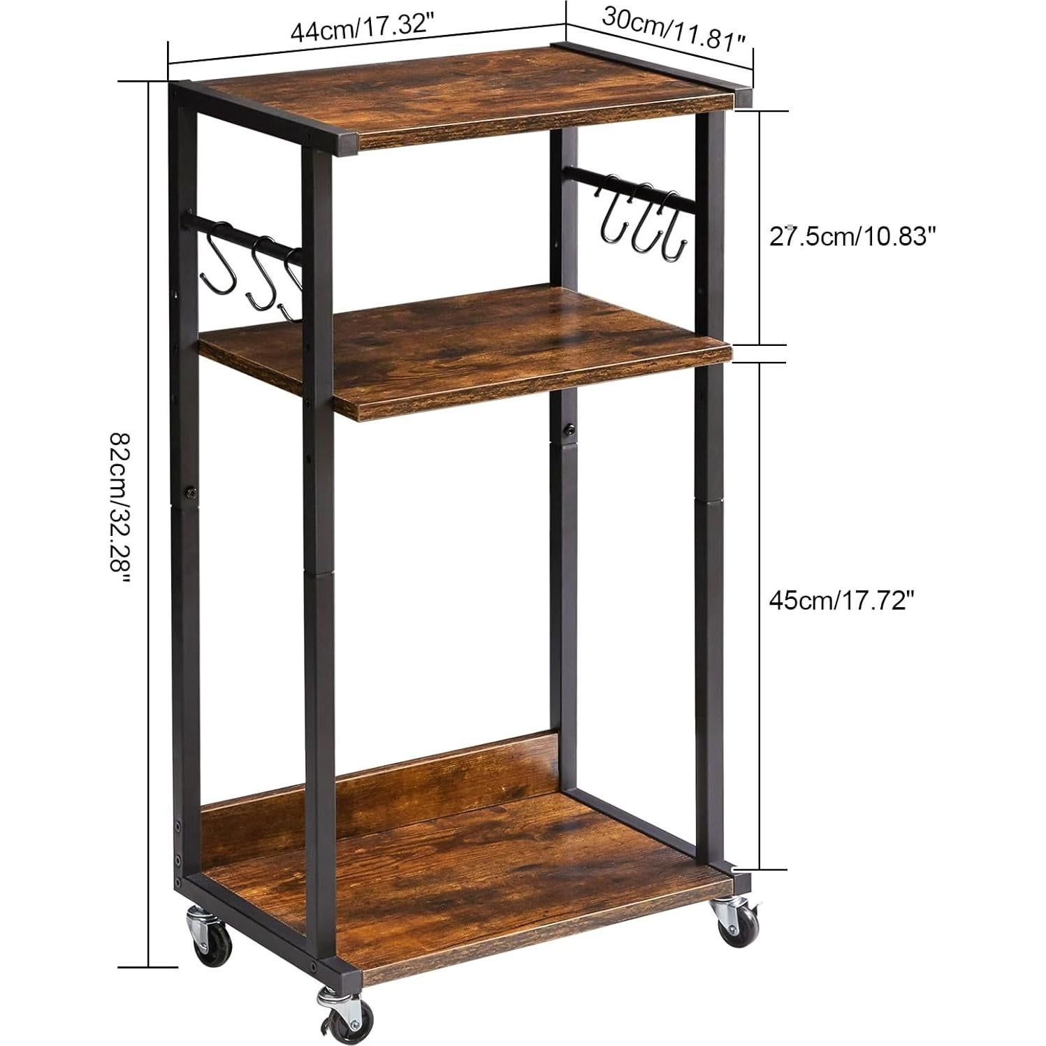 Soporte de Impresora Móvil YMYNY Marrón Rústico 3 Niveles Ajustable