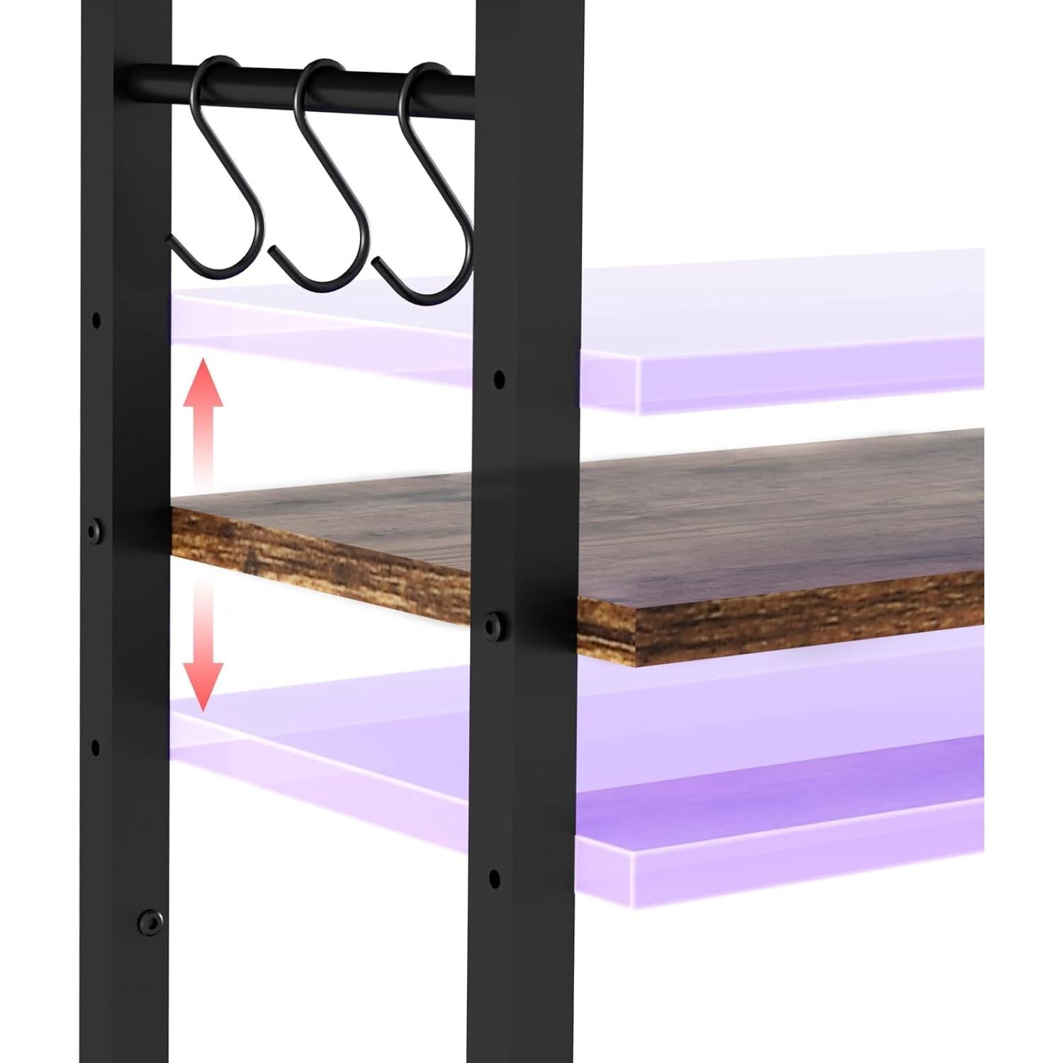 Soporte de Impresora Móvil YMYNY Marrón Rústico 3 Niveles Ajustable