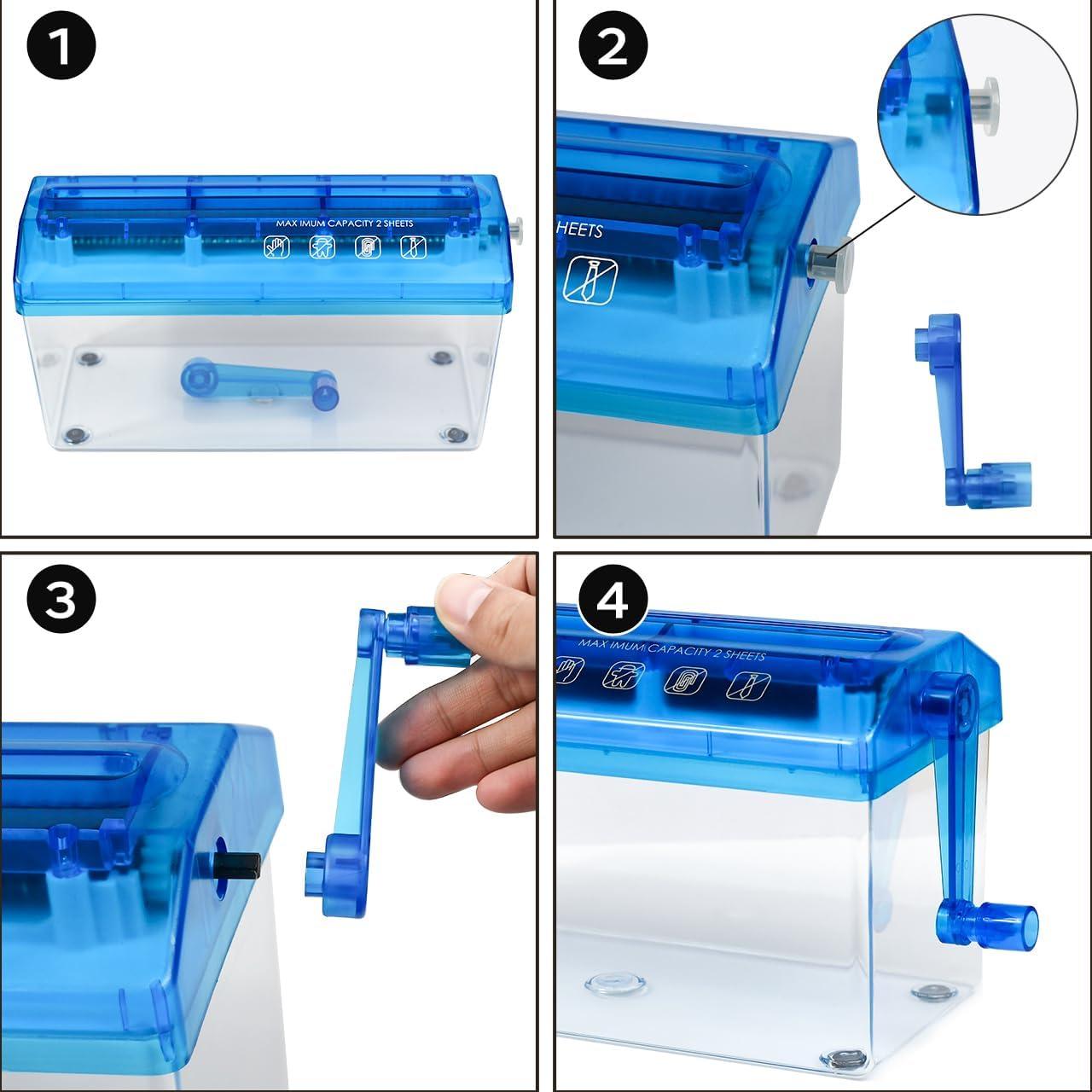 Trituradora Manual de Papel A4 JIKIOU Azul Portátil