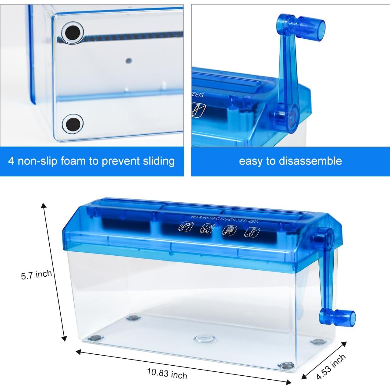 Trituradora Manual de Papel A4 JIKIOU Azul Portátil