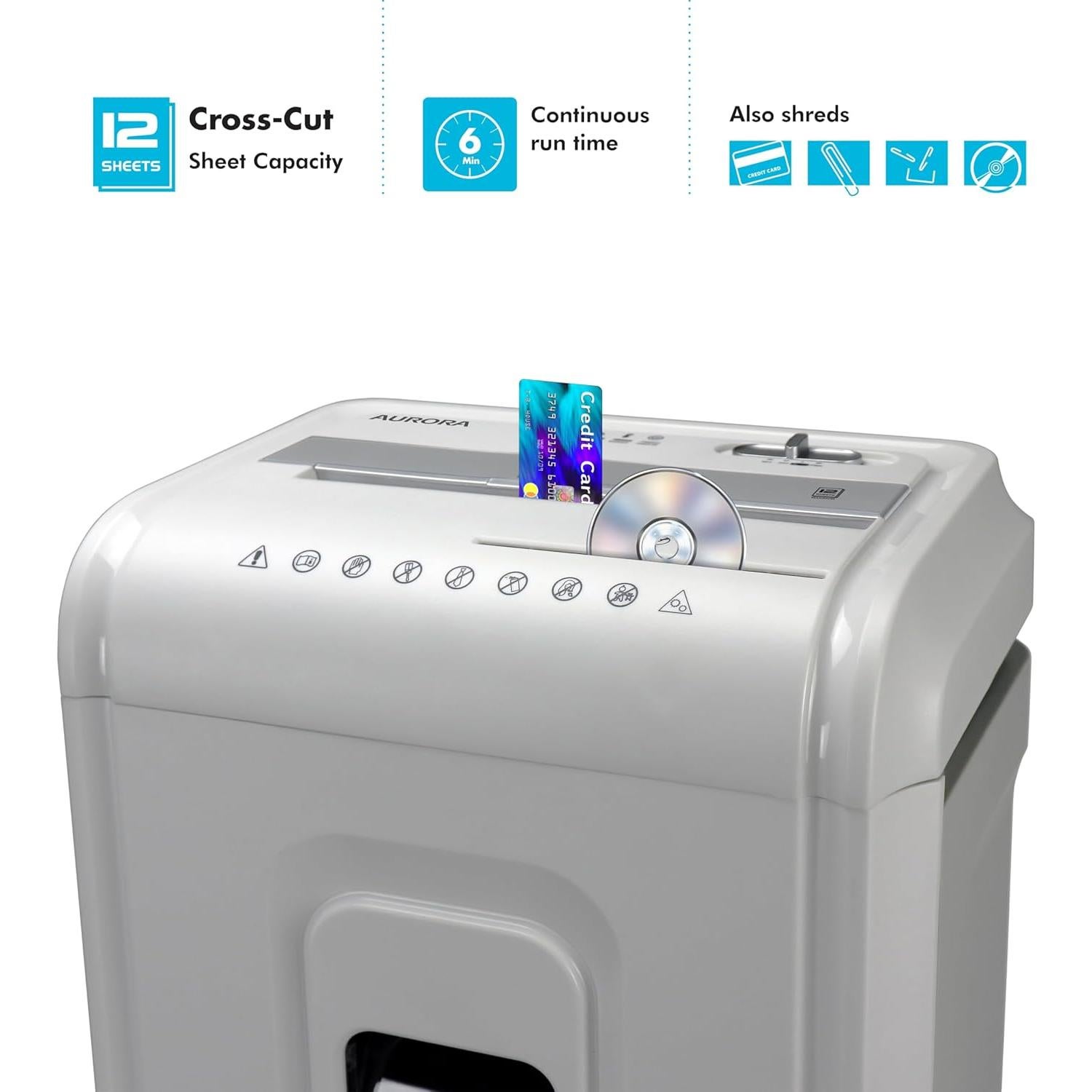 Destructora de papel Aurora AU1262XE corte cruzado 12 hojas