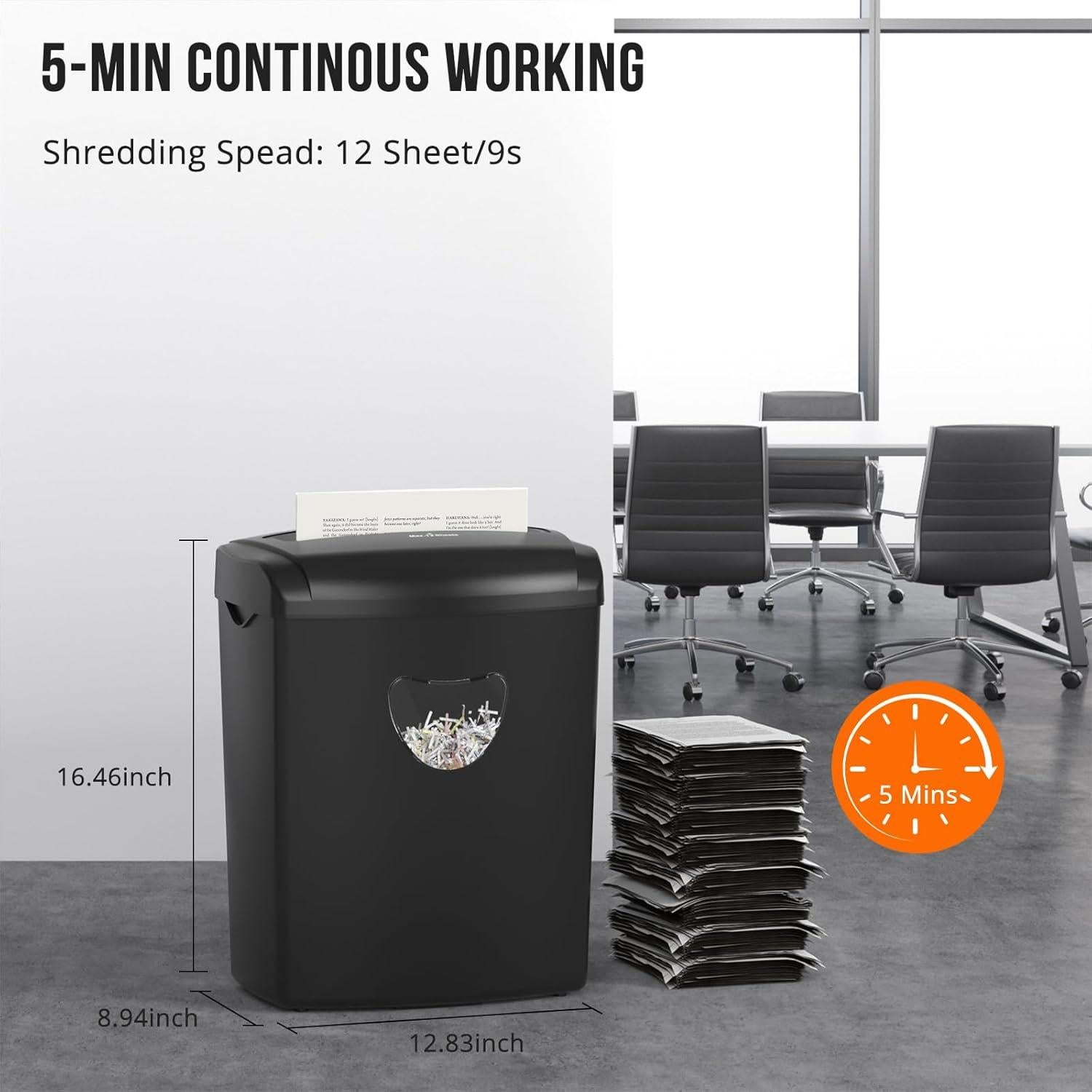 Destructora de papel cruzado P-4 Suntiko 12 hojas 21L silenciosa