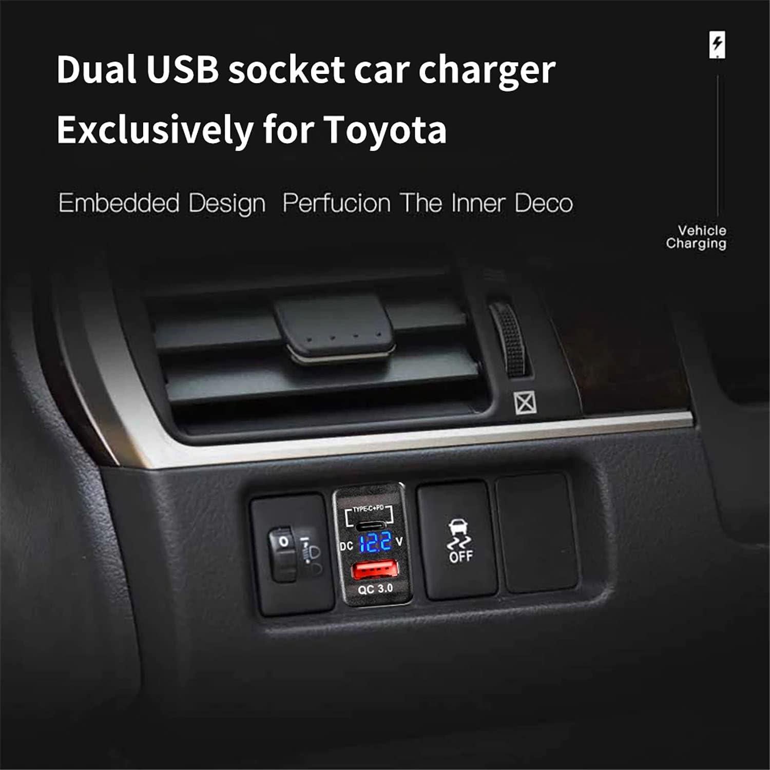 Cargador USB C Doble Puerto Cllena para Toyota 12-24V