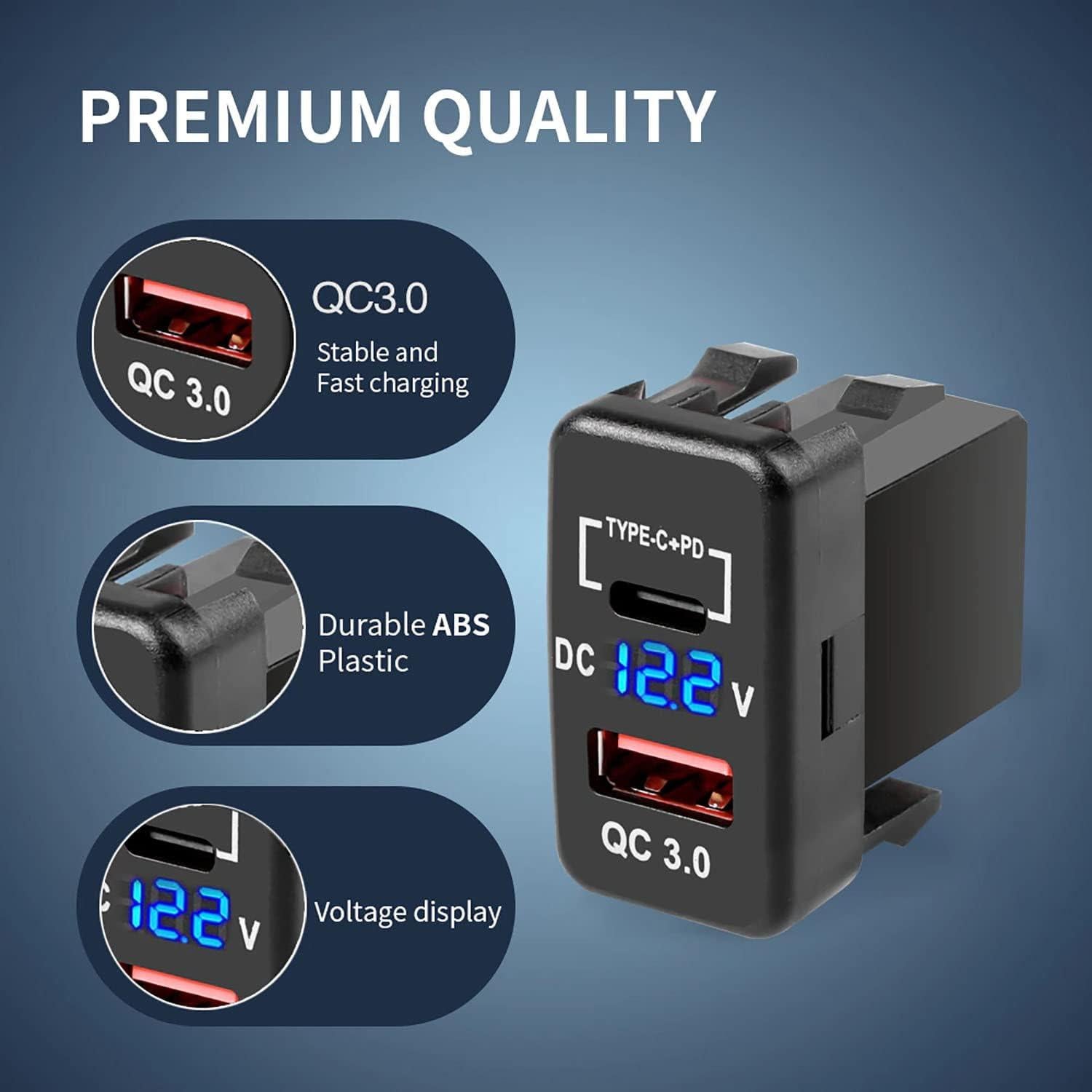 Cargador USB C Doble Puerto Cllena para Toyota 12-24V