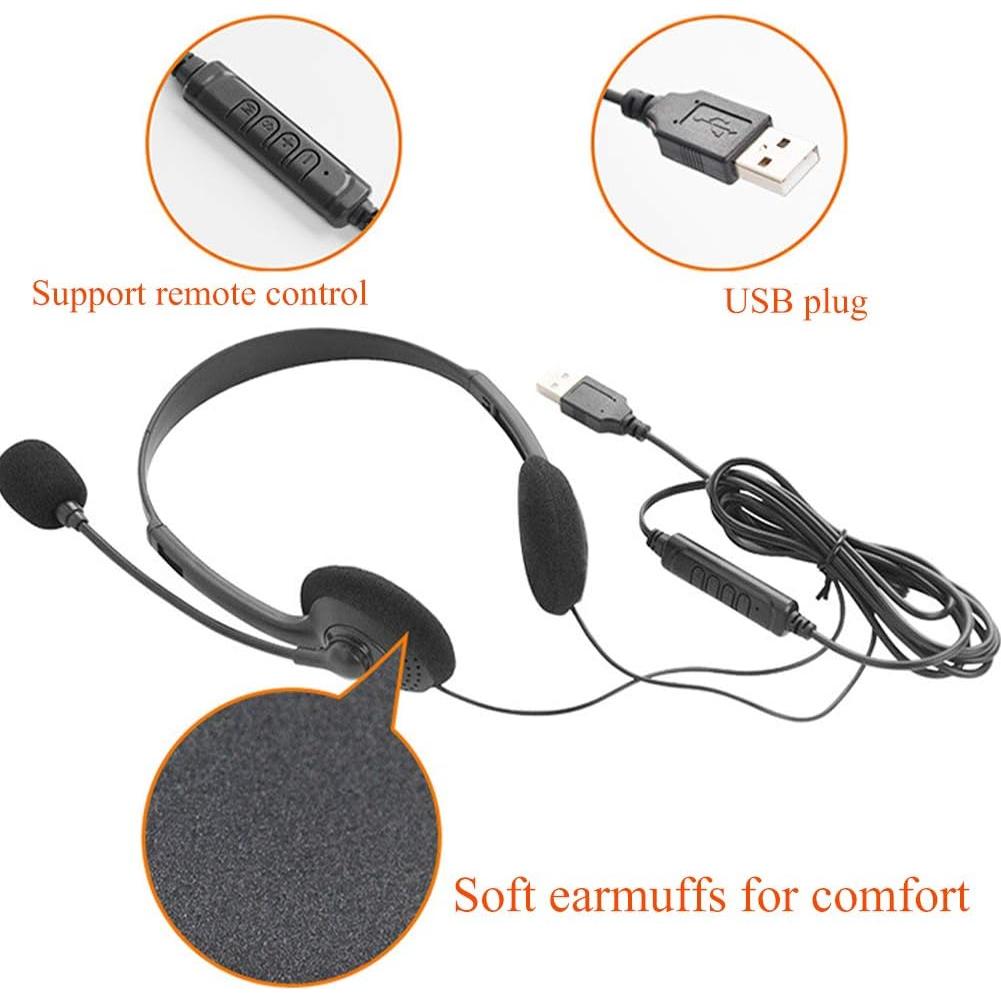 Auriculares USB CALIDAKA con Micrófono, Livianos y Ajustables