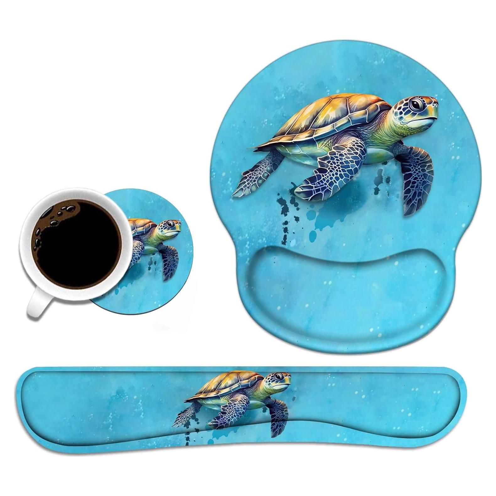 Juego de Reposamuñecas Ergonómico BWOOLL Tortuga Marina