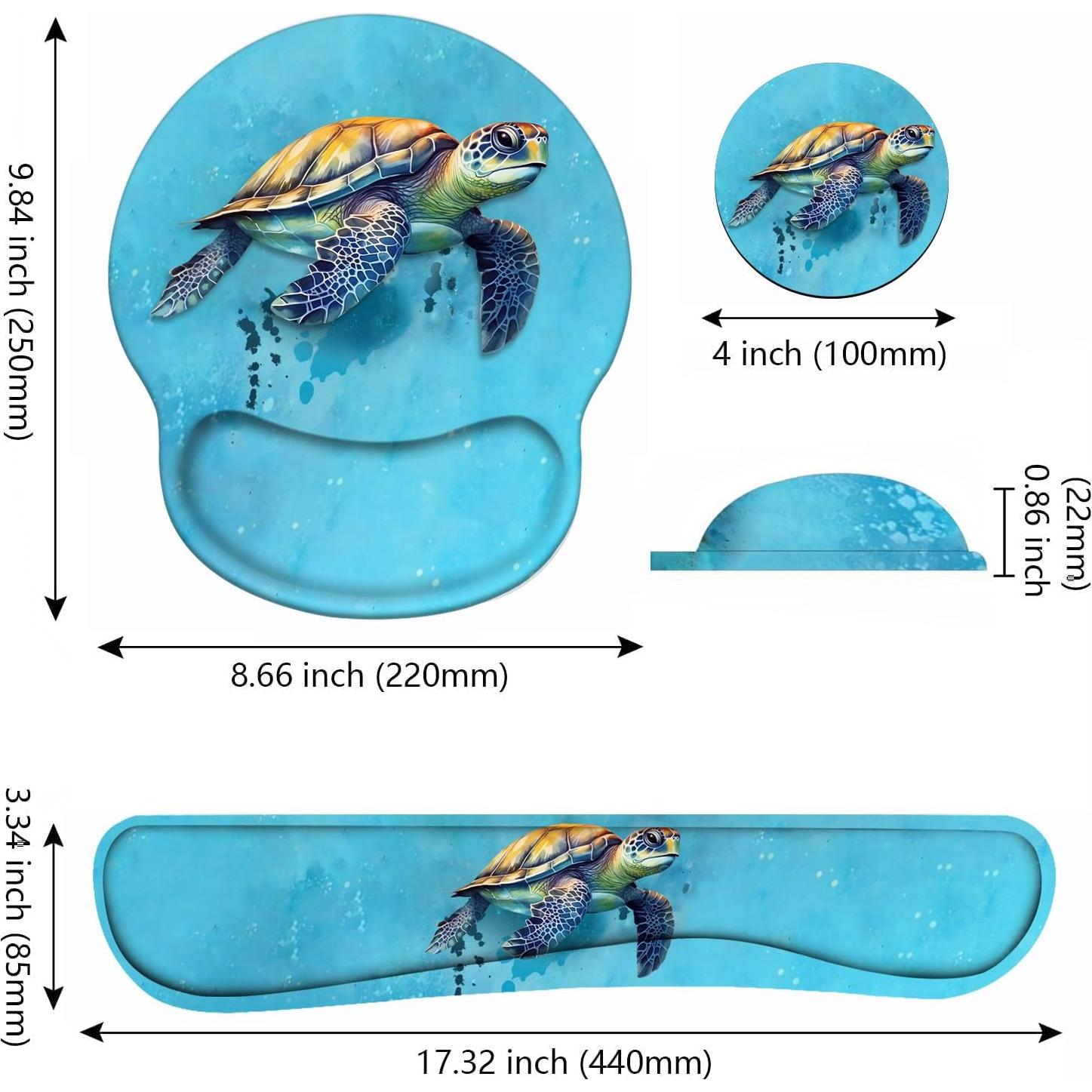 Juego de Reposamuñecas Ergonómico BWOOLL Tortuga Marina
