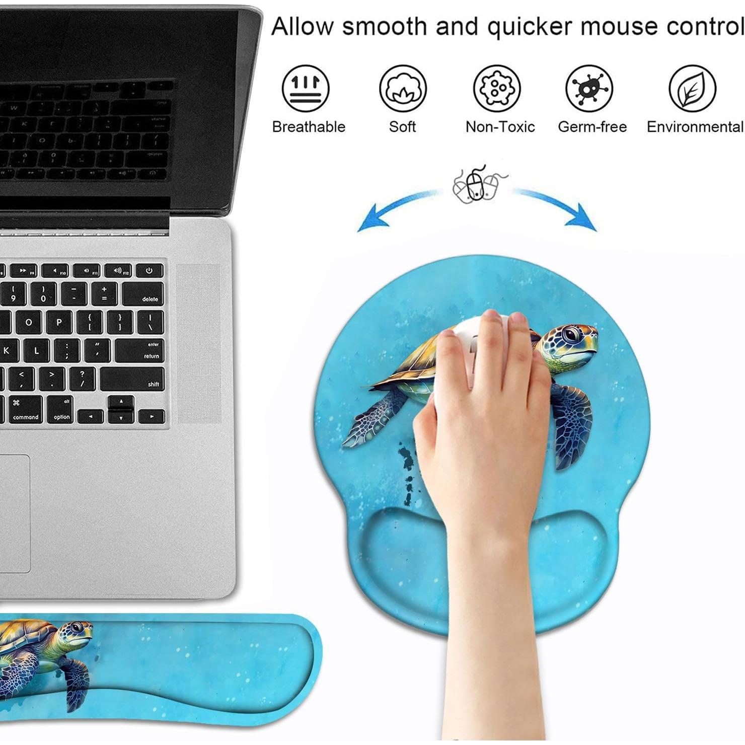 Juego de Reposamuñecas Ergonómico BWOOLL Tortuga Marina