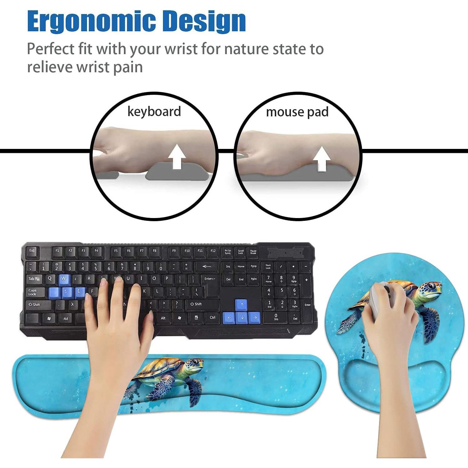 Juego de Reposamuñecas Ergonómico BWOOLL Tortuga Marina