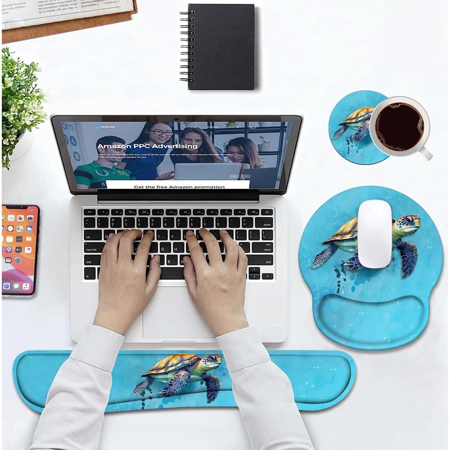 Juego de Reposamuñecas Ergonómico BWOOLL Tortuga Marina