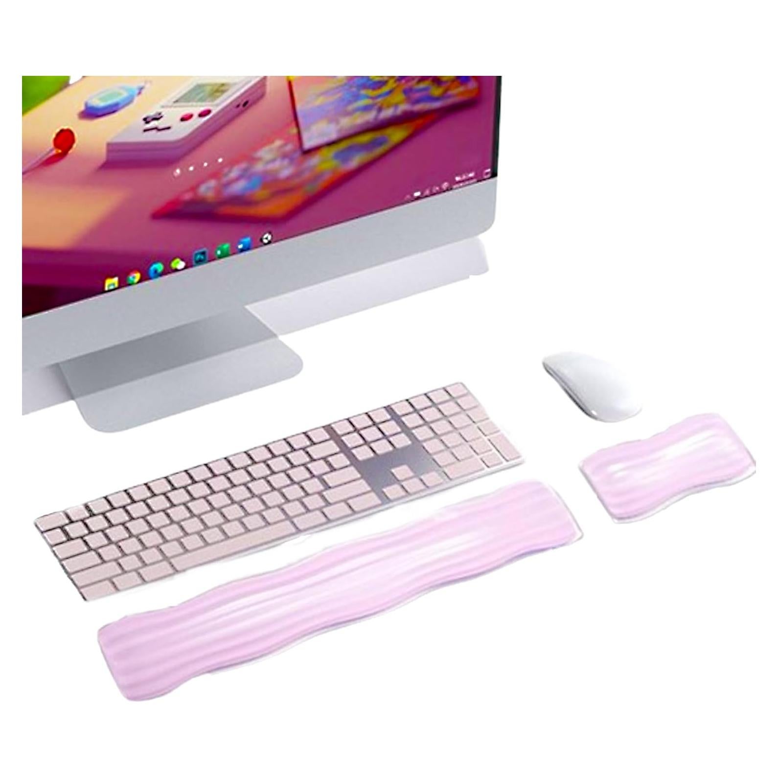 Reposamuñecas ergonómico de gel ZYooooooY rosa para teclado y ratón