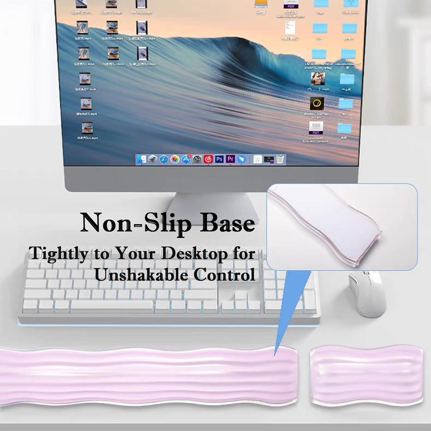 Reposamuñecas ergonómico de gel ZYooooooY rosa para teclado y ratón