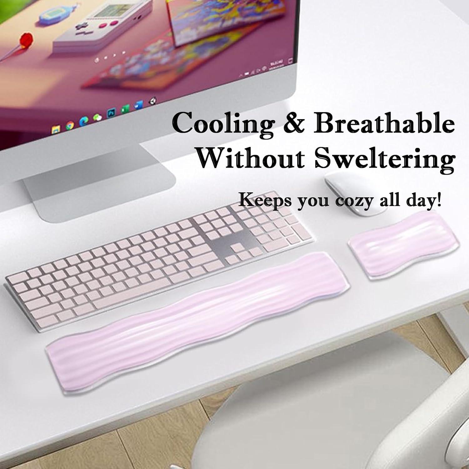 Reposamuñecas ergonómico de gel ZYooooooY rosa para teclado y ratón