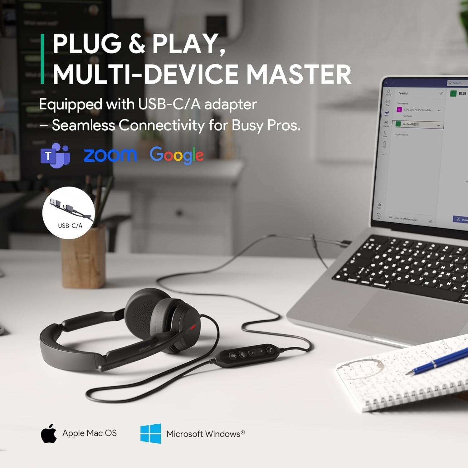 Auricular USB Yealink UH44 con micrófonos duales y cancelación de ruido