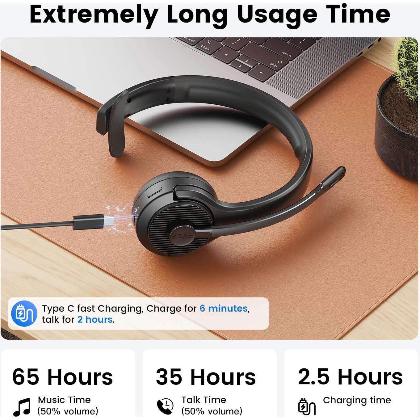 Auriculares Inalámbricos EKSA H3 Bluetooth 5.4 con Micrófono