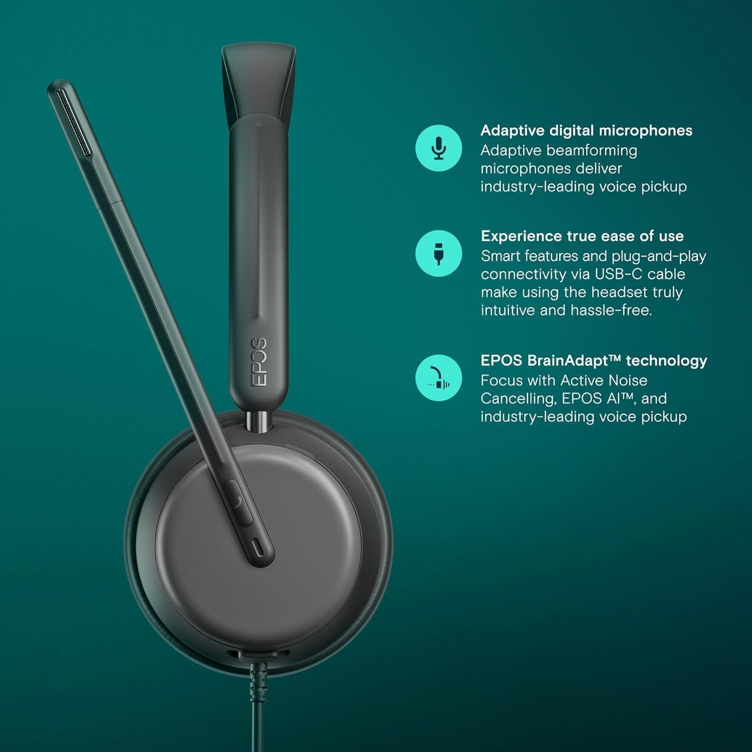 Auricular EPOS IMPACT 860 ANC USB-C Doble Cara con Cancelación de Ruido