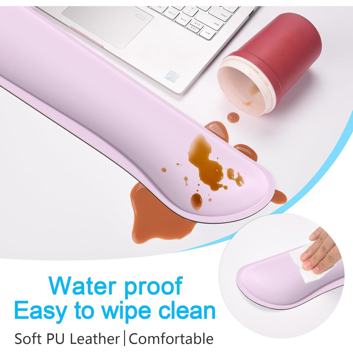 Juego de reposamuñecas Dapesuom PU ergonómico rosa 2 en 1