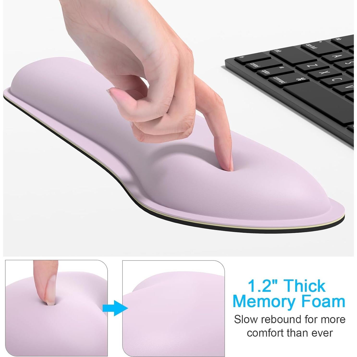 Juego de reposamuñecas Dapesuom PU ergonómico rosa 2 en 1