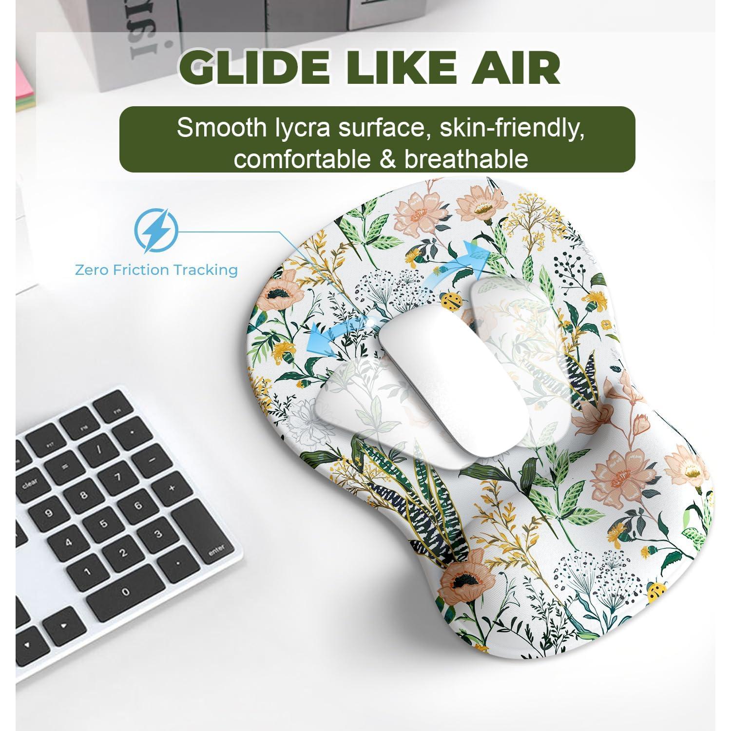 Alfombrilla de Ratón Ergonómica QJUZO Floral con Reposamuñecas