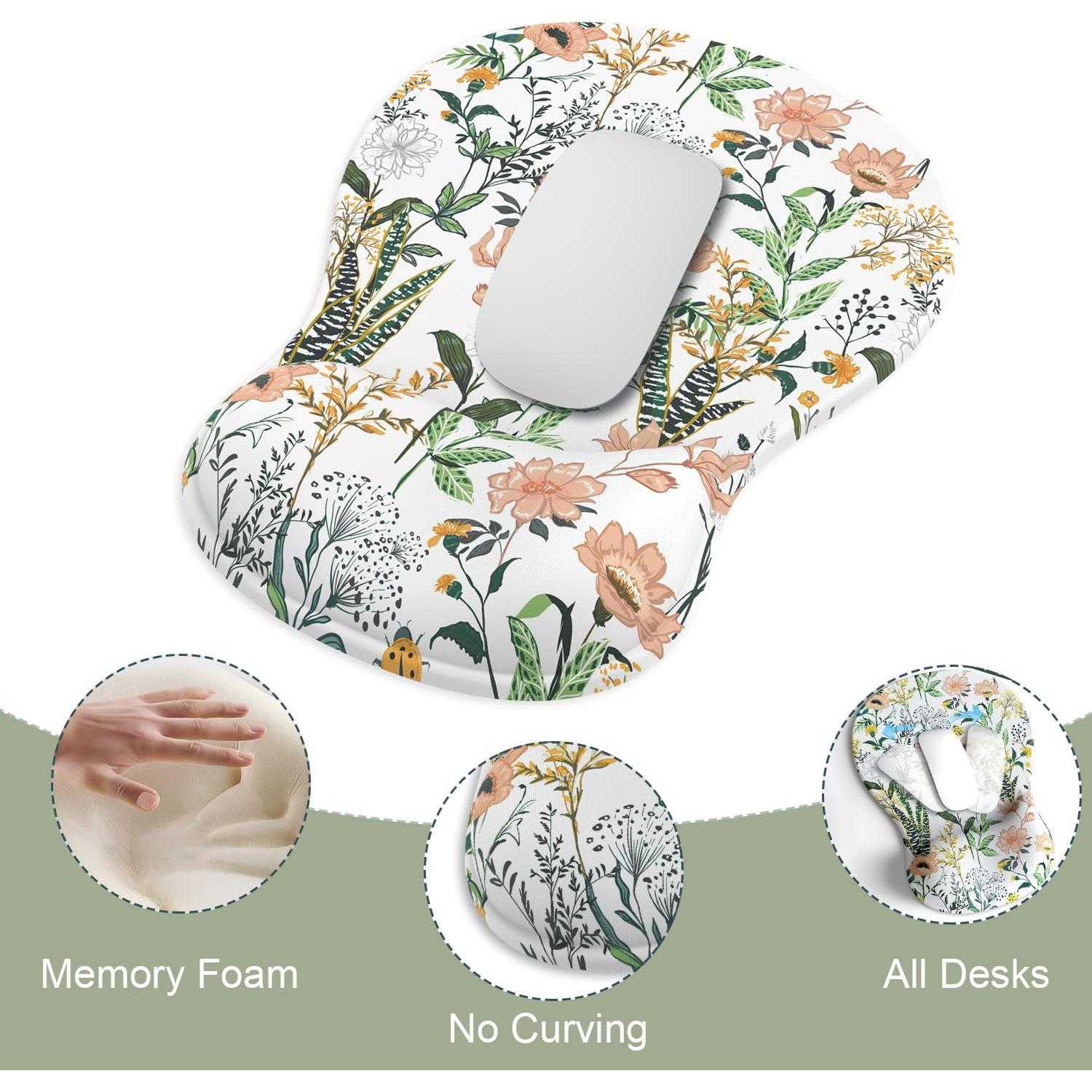 Alfombrilla de Ratón Ergonómica QJUZO Floral con Reposamuñecas