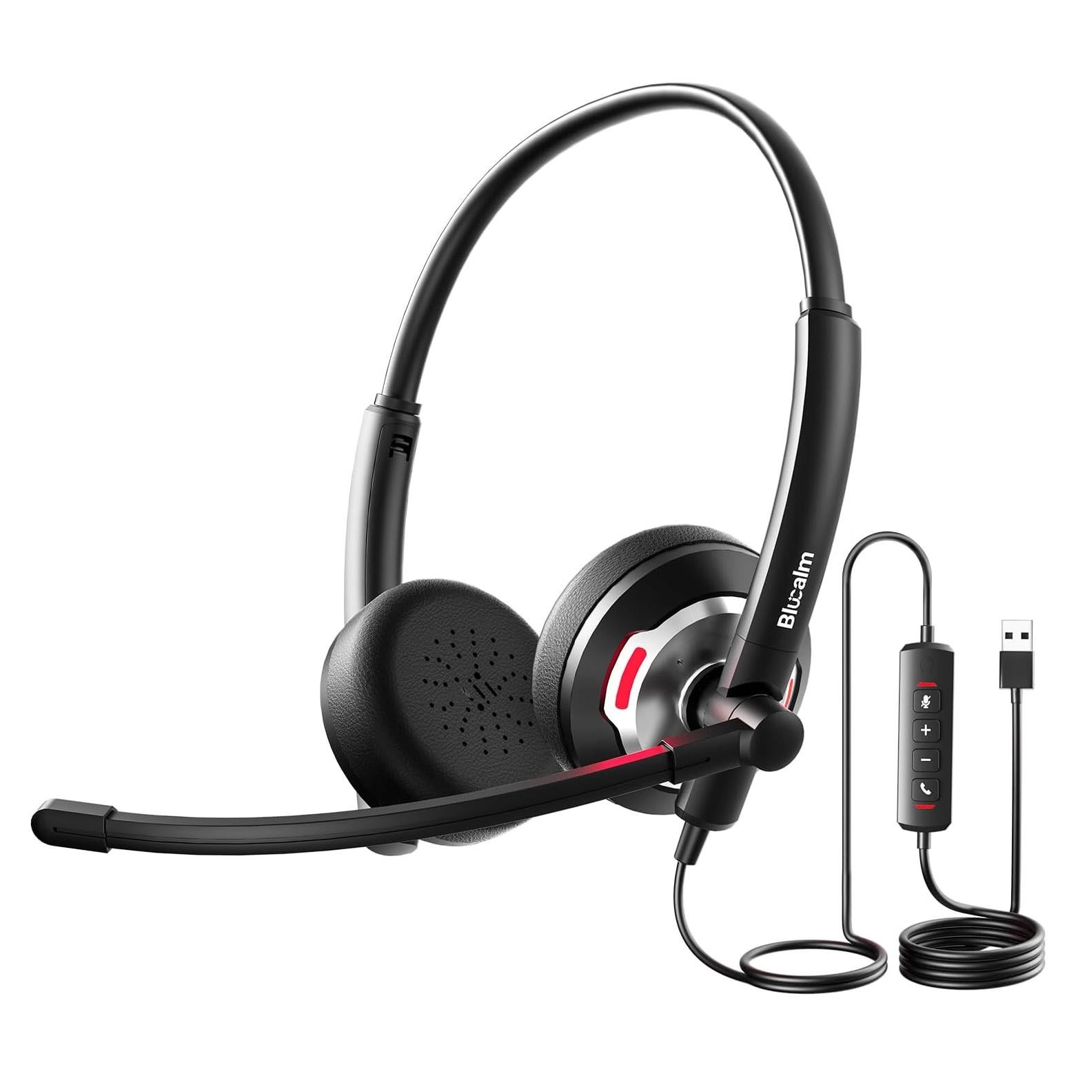 Auricular con cable Blucalm UCH30 USB con micrófono y cancelación de ruido