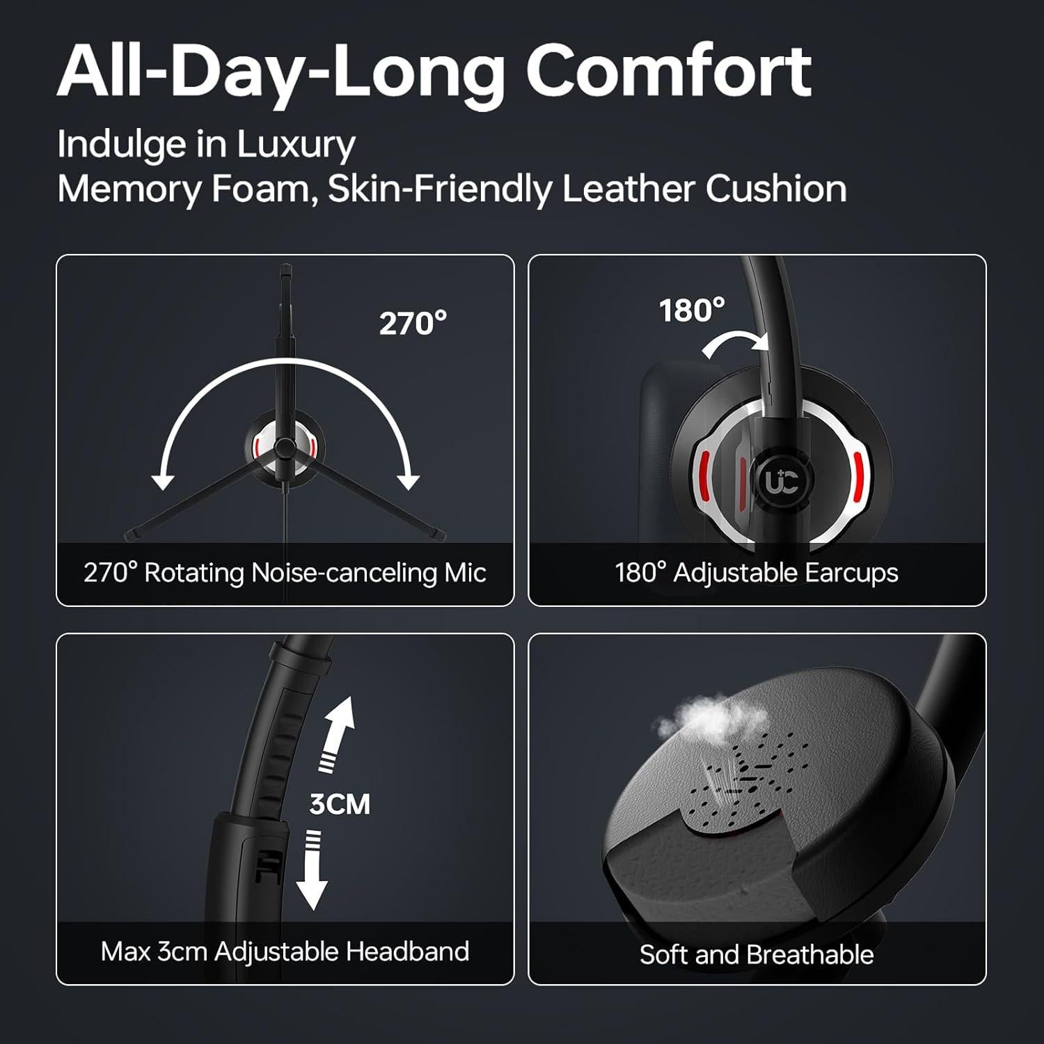 Auricular con cable Blucalm UCH30 USB con micrófono y cancelación de ruido