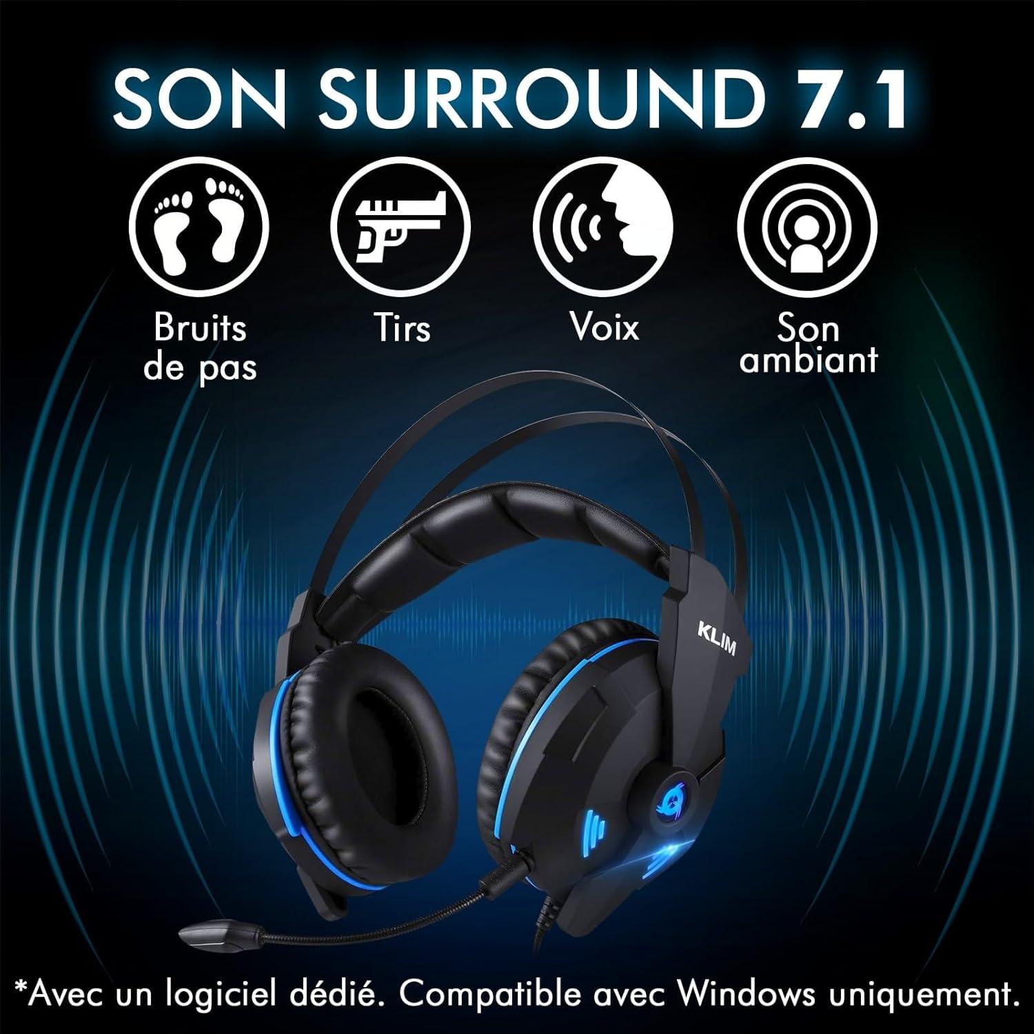 Auriculares Gaming KLIM Impact USB 7.1 - Cancelación de Ruido