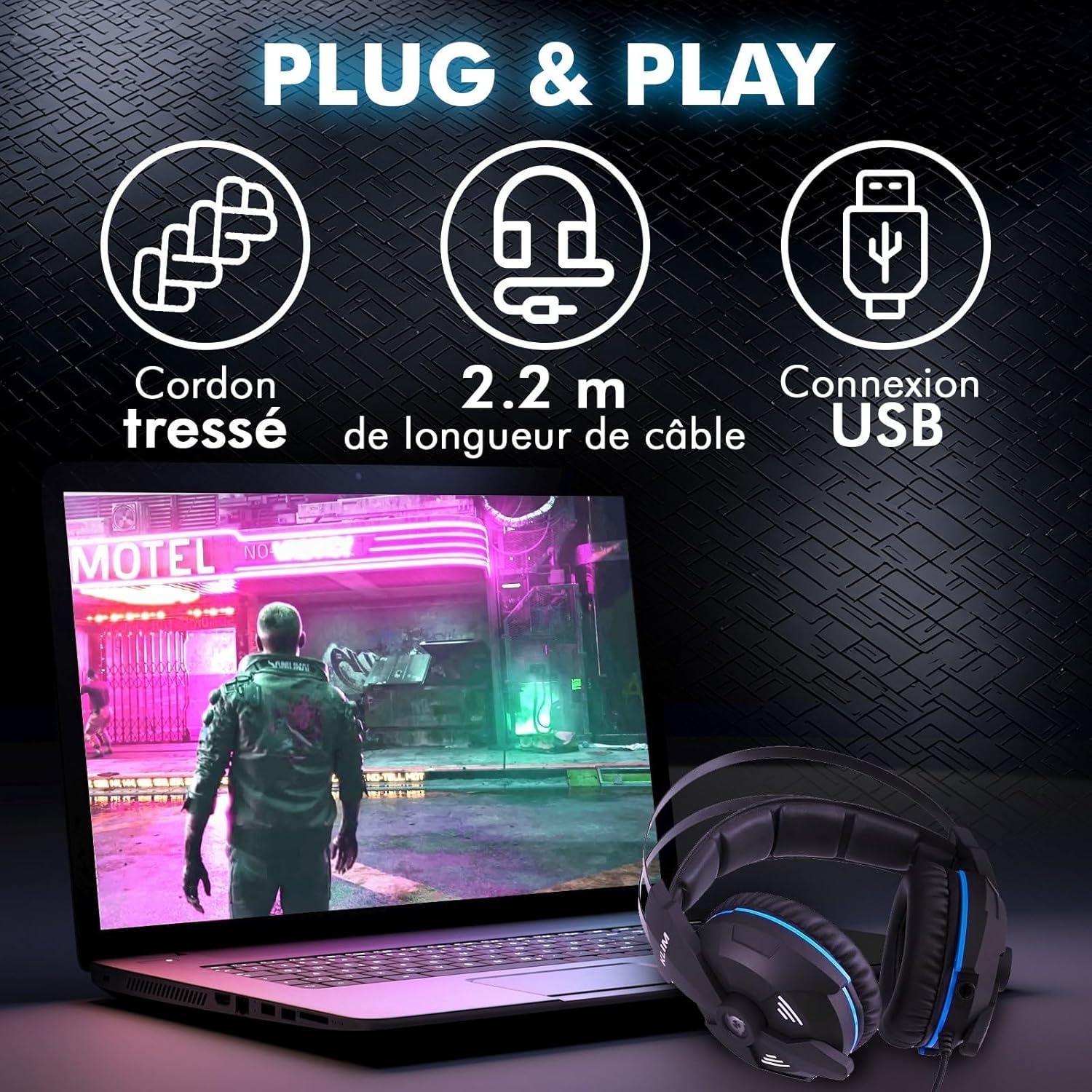 Auriculares Gaming KLIM Impact USB 7.1 - Cancelación de Ruido