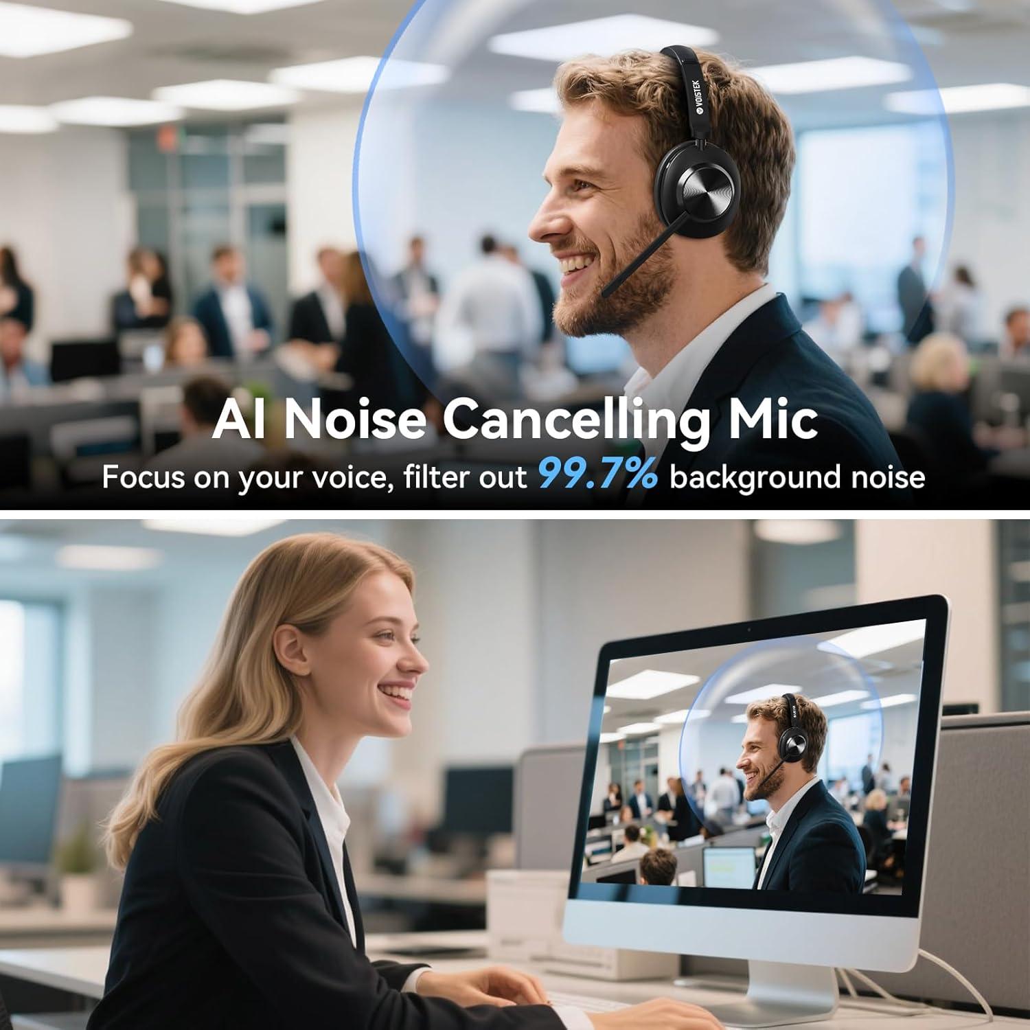 Auricular Inalámbrico Voistek VS888BTC con Micrófono y Cancelación de Ruido